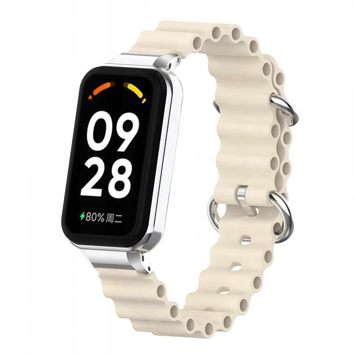 DL3 Mobilak Ocean Replacement Strap Compatible with Xiaomi Redmi Band 2/ Xiaomi Smart Band 8, Adjustable Silicone Strap with Metal Buckle, Women Men Active Band - Beige