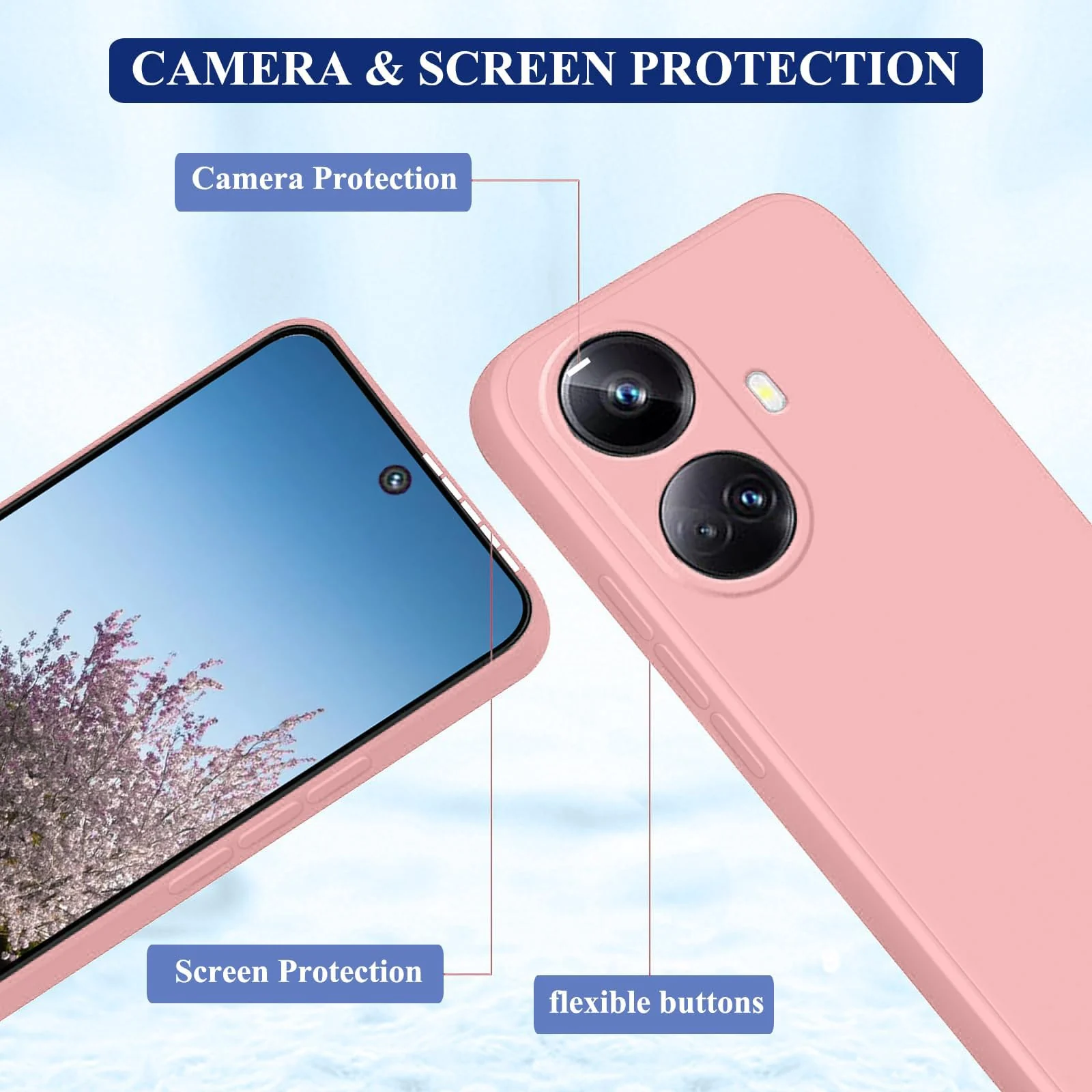 DL3 Mobilak Soft Silicone Protective Case for realme 10 pro plus with Microfiber Lining and Shockproof Design - Pink Sand