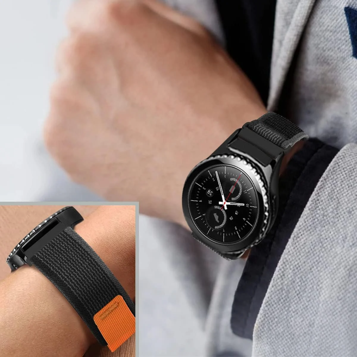 DL3 Mobilak Alpine Loop Bands Sport Nylon 20MM For Samsung Galaxy Watch 7 6 5 4 40mm 44mm/5 Pro 45mm/S2 classic/active 2 40mm 44mm/Amazfi GTS 2/2e/GTS 3/3 Pro/GTS 4/GTS 2 Mini/3 Mini/4 Mini/Bip 3 Pro - A.Black