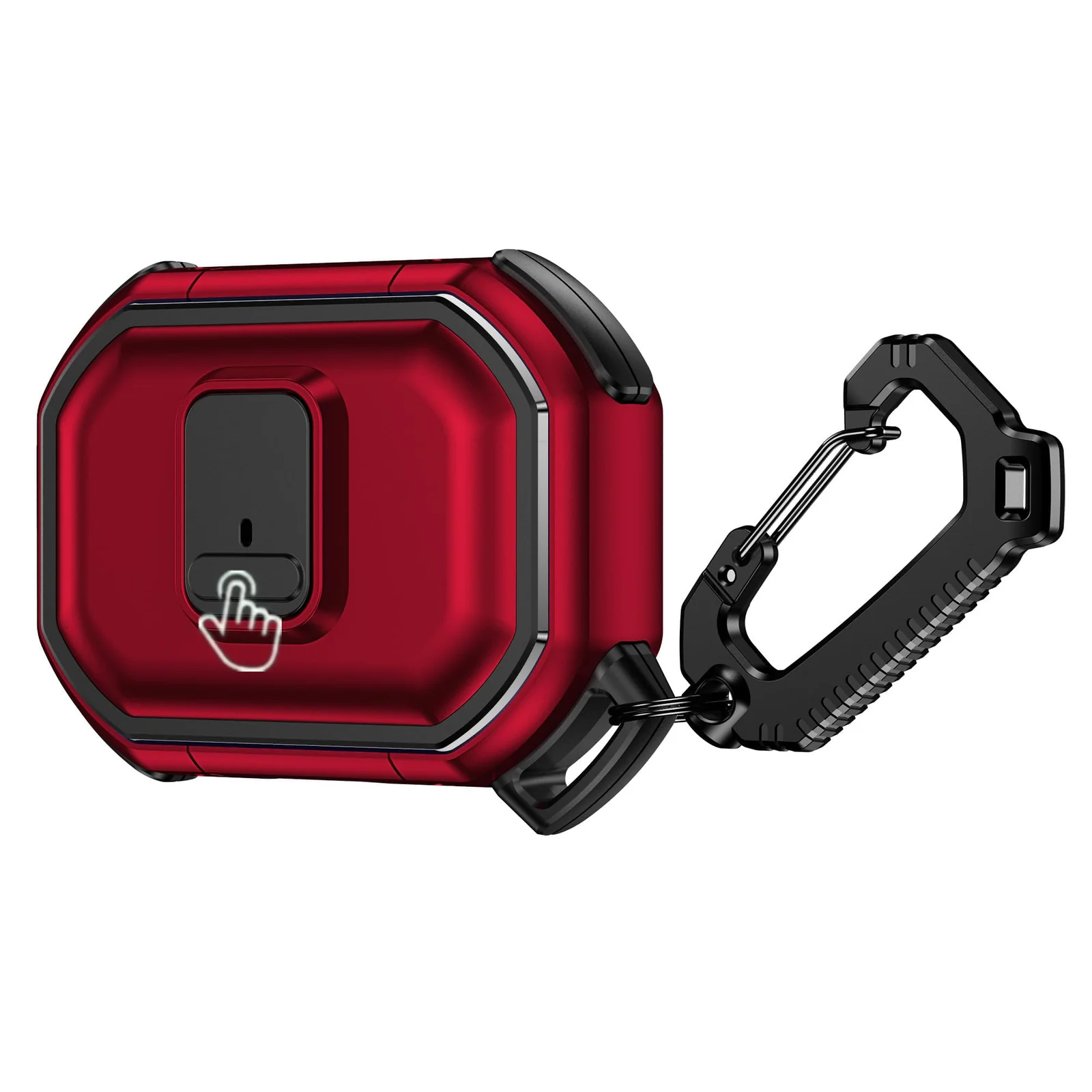 DL3 Mobilak Protective Case for AirPods Pro 2 [Front LED Visible] for Men with Lock, Military Armor Series Full-Body For 2022 AirPods Pro 2nd Generation Cover with Keychain - A. Red