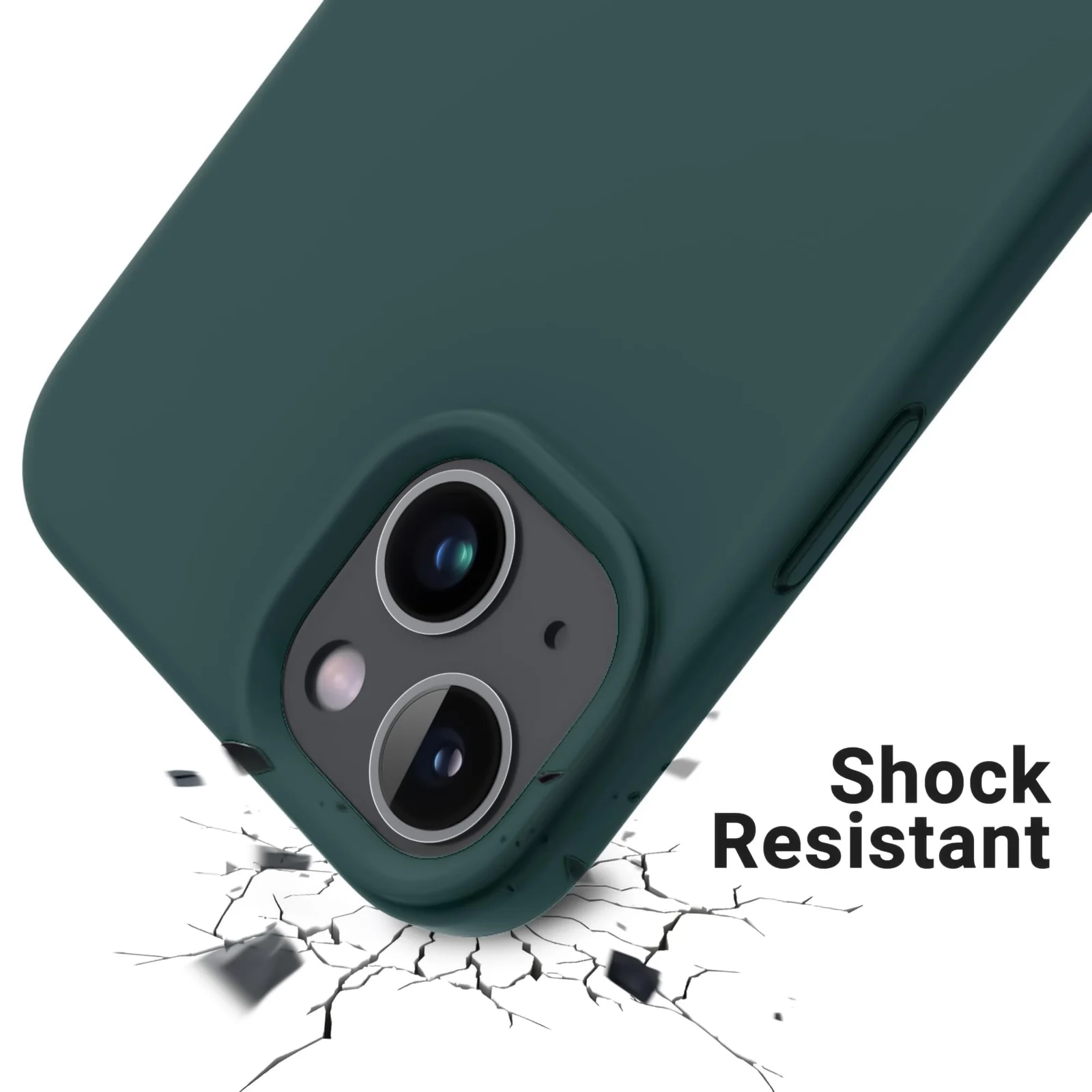 DL3 Mobilak Liquid Silicone Protective Case with Soft Microfiber Lining for iPhone 13 / iPhone 14 - Olive Green