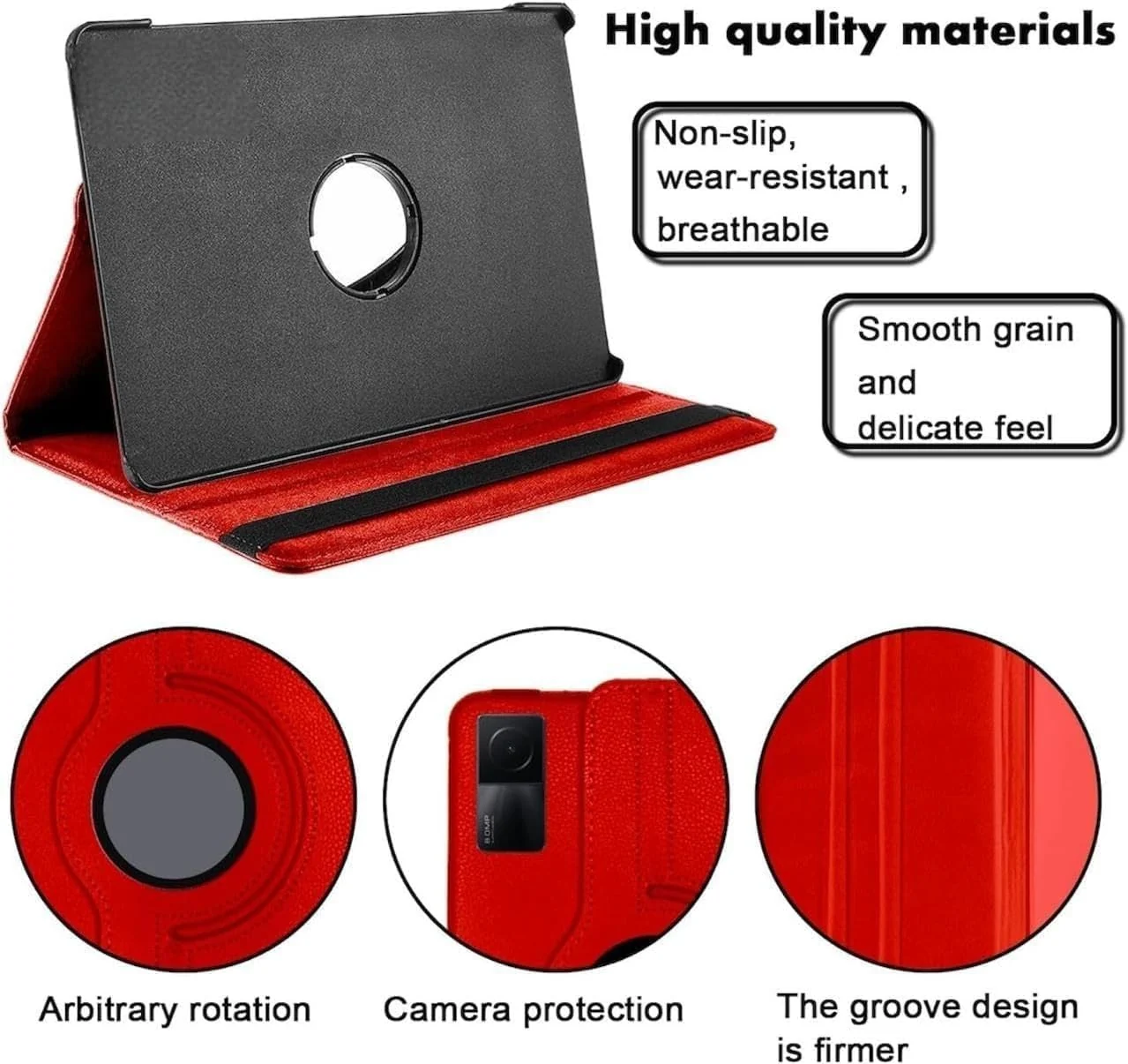 DL3 Mobilak Protective Cover for Lenovo Tab M10 3rd Gen 10.1 Inch (TB-328F/ TB-328X), 360° Rotatable Smart Stand, Leather Folio Flip Cover with Multi-Angle Viewing, Auto Wake Sleep - Red