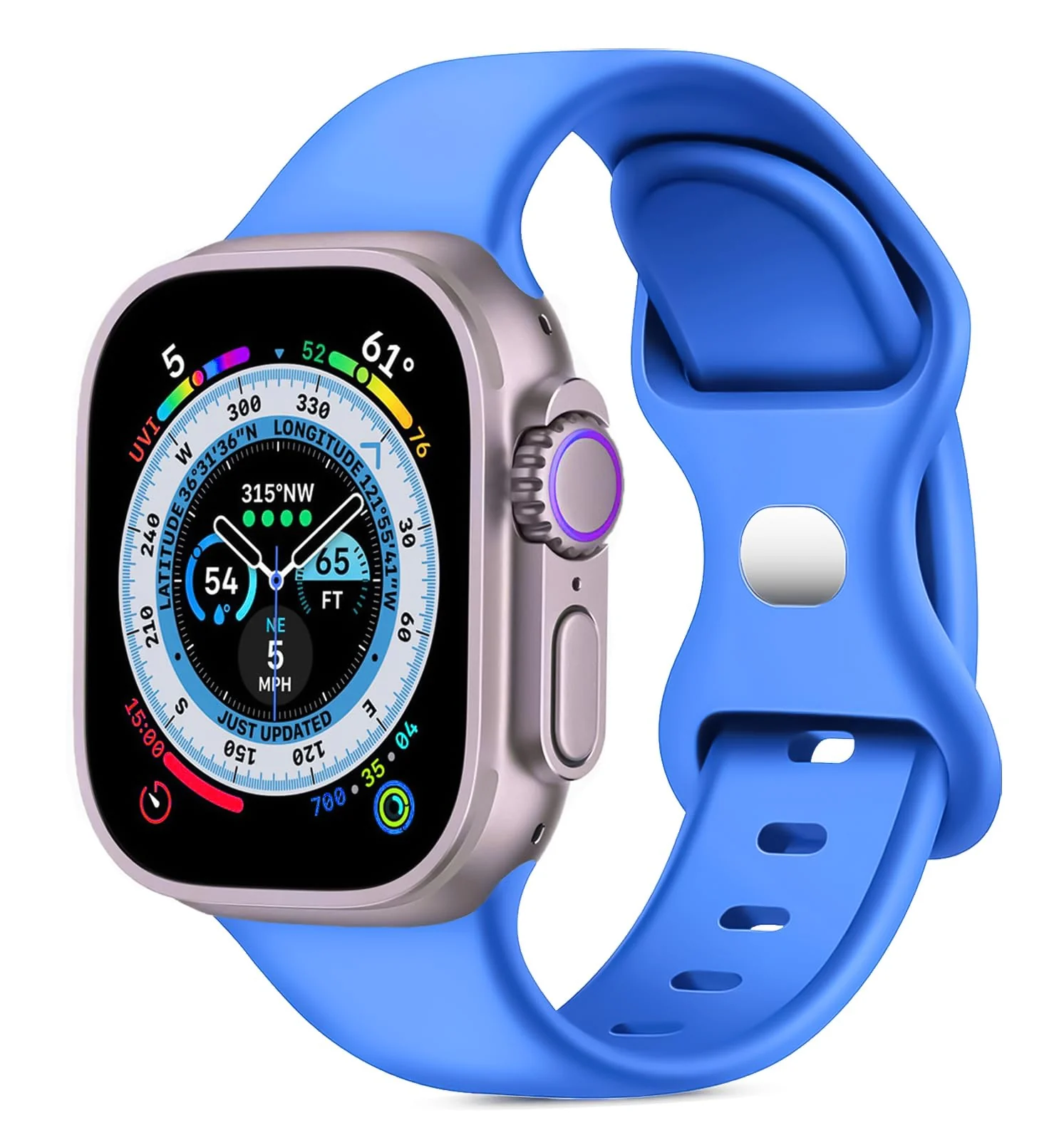 DL3 Mobilak Band with Case For Apple Watch Ultra/Ultra 2 49mm, Adjustable Silicone Sport Wristband Replacement, Strap With Cover Built-in Glass Screen Protector for iWatch Ultra 49 mm - Light Blue