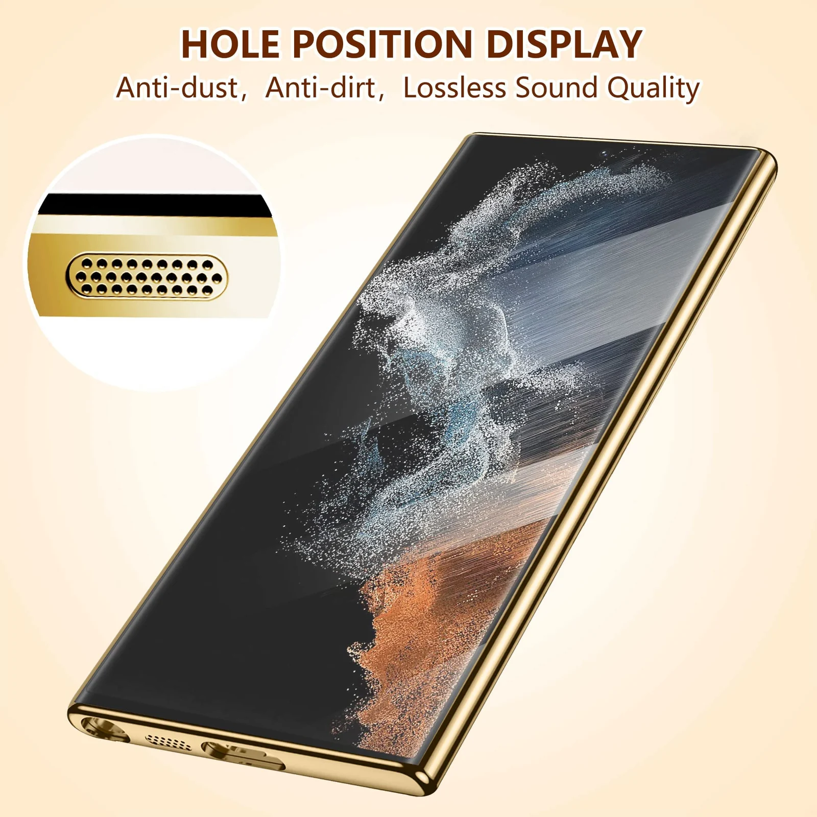 DL3 Mobilak Clear TPU Case with Electroplated Edges for Samsung Galaxy S22 Ultra with Camera Protection - Gold