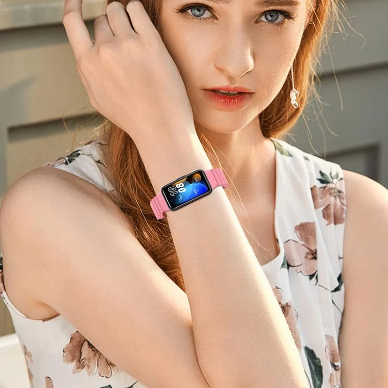 DL3 Mobilak Ocean Band for Huawei Band 8/Huawei Band 9/Huawei Band 10, Adjustable Silicone Stretchy Sport Strap Women Men Replacement Wristband for Huawei Band10/Band9/Band8 - White