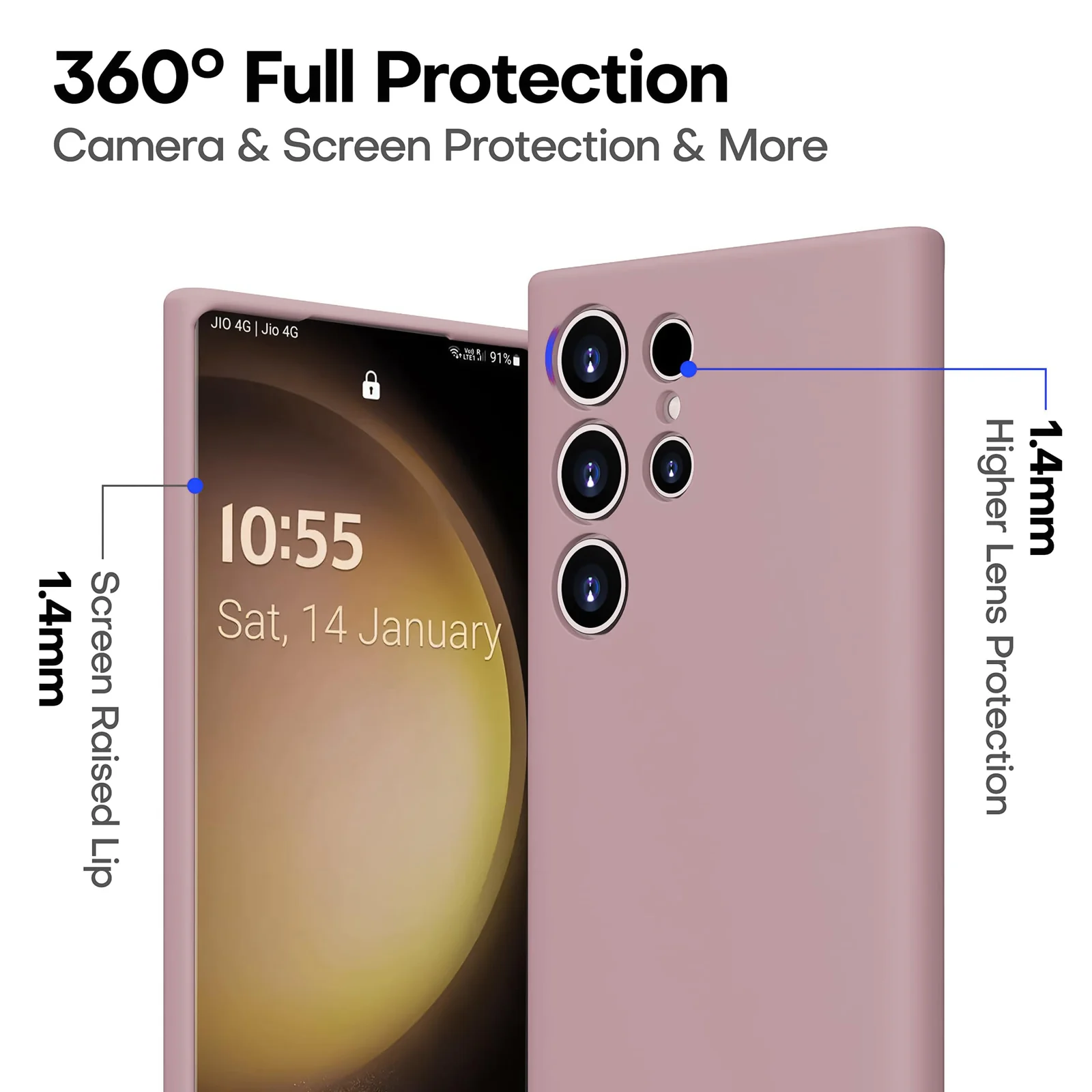DL3 Mobilak Silicone Protective Case for Samsung Galaxy S22 Ultra 5G, Shock-absorbing protection, Scratch-resistant surface, Soft microfiber lining - Cashmere