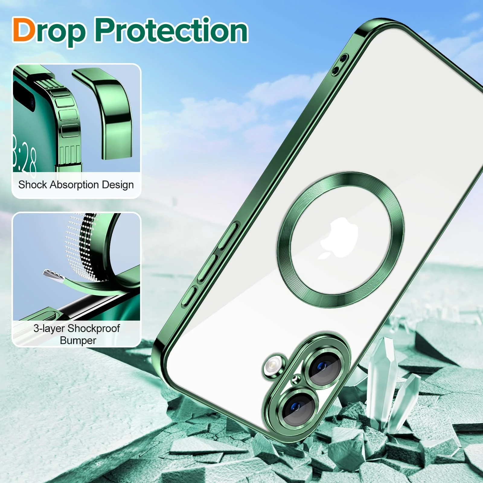 DL3 Mobilak Plated-Edge TPU Protective Case with Camera Protection for iPhone 16 Plus - Green