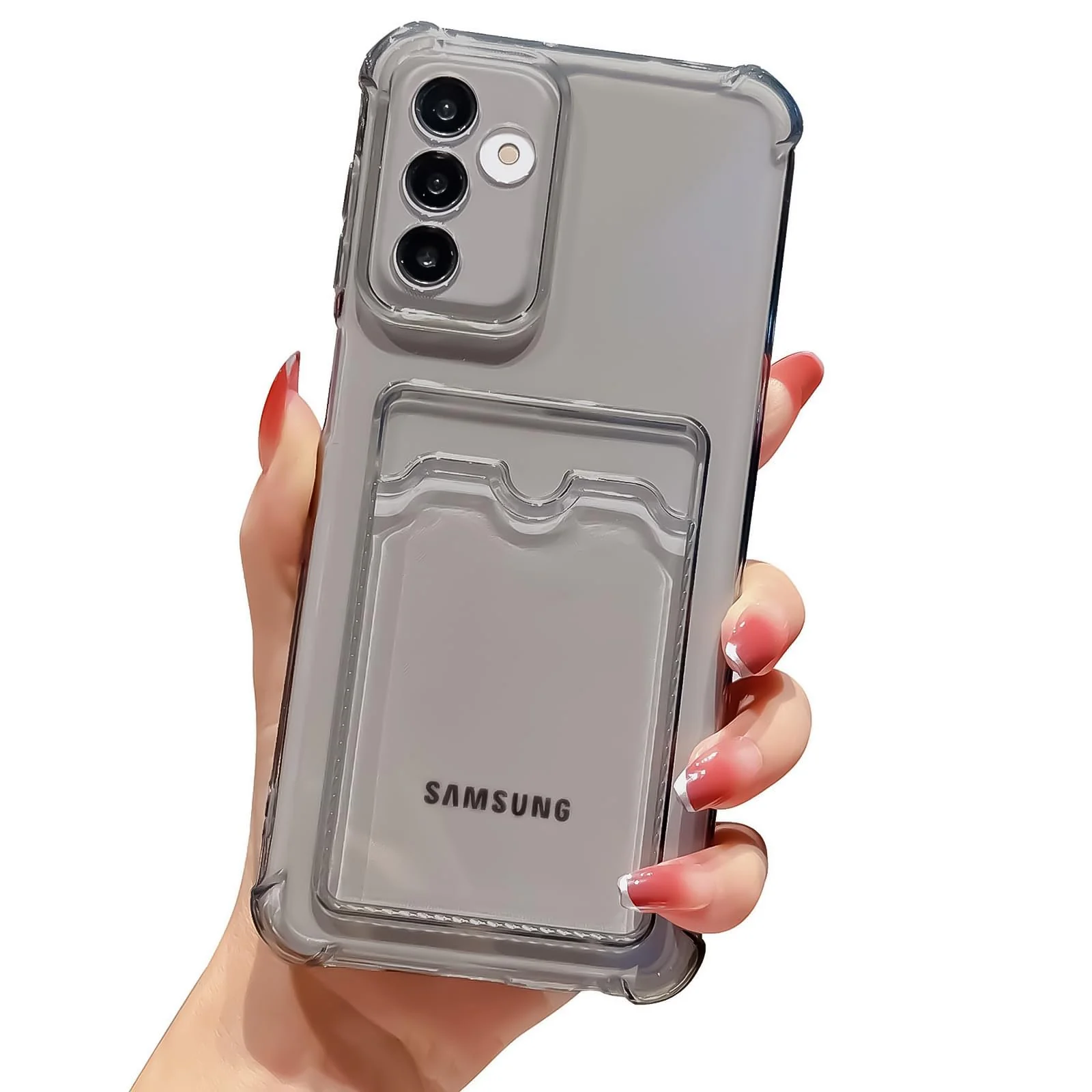 DL3 Mobilak Clear TPU Wallet Case with Card Slot and Camera Protection for Samsung Galaxy A55 - Black