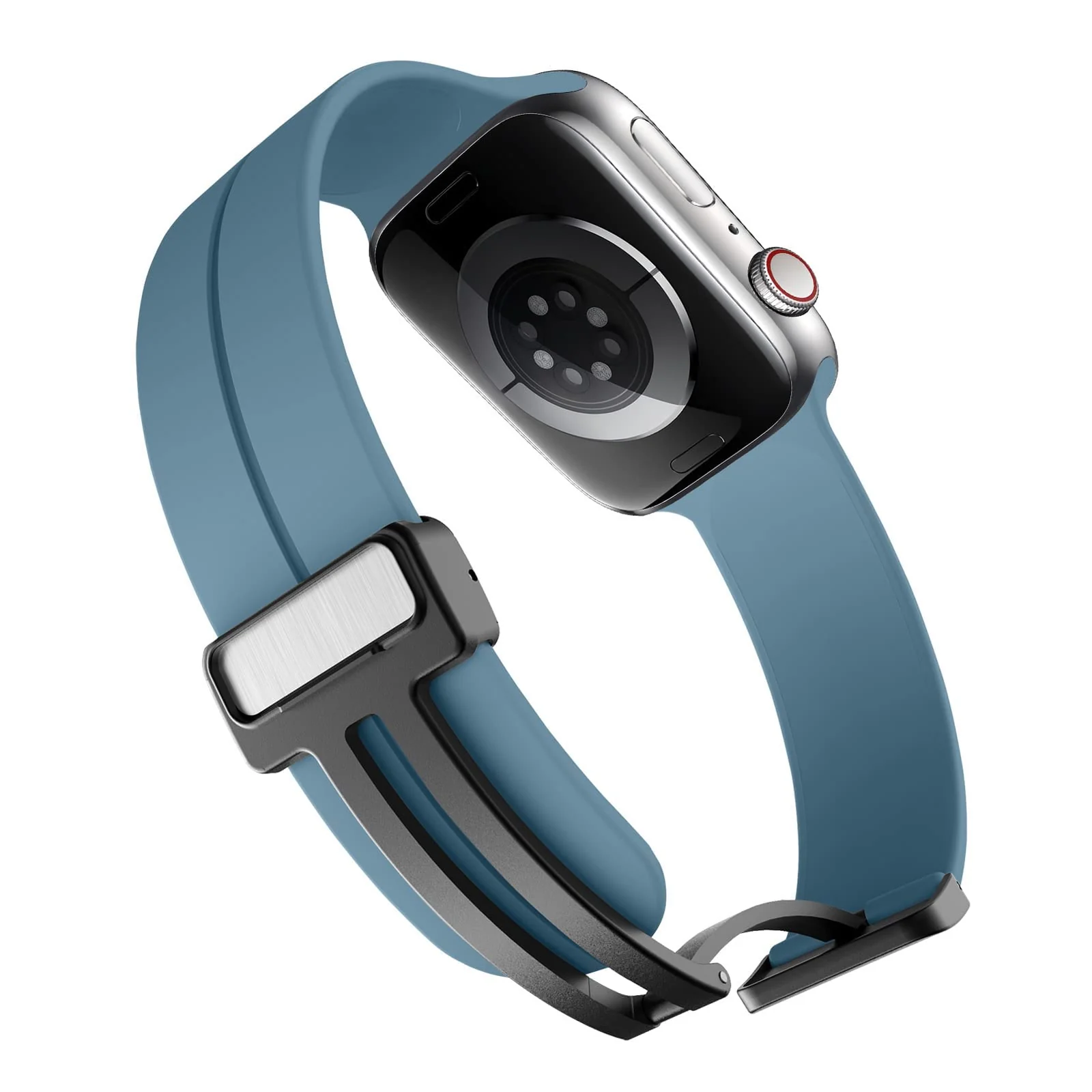 DL3 Mobilak Magnetic Bands for Apple Watch Ultra/Ultra 2 Band 49mm 45mm 44mm 42mm 41mm 40mm 38mm, Soft Sport Silicone Strap for iwatch Series 9/8/7/6/5/4 (Star Blue, 42mm/44mm/45mm/49mm), unisex-adult - Black