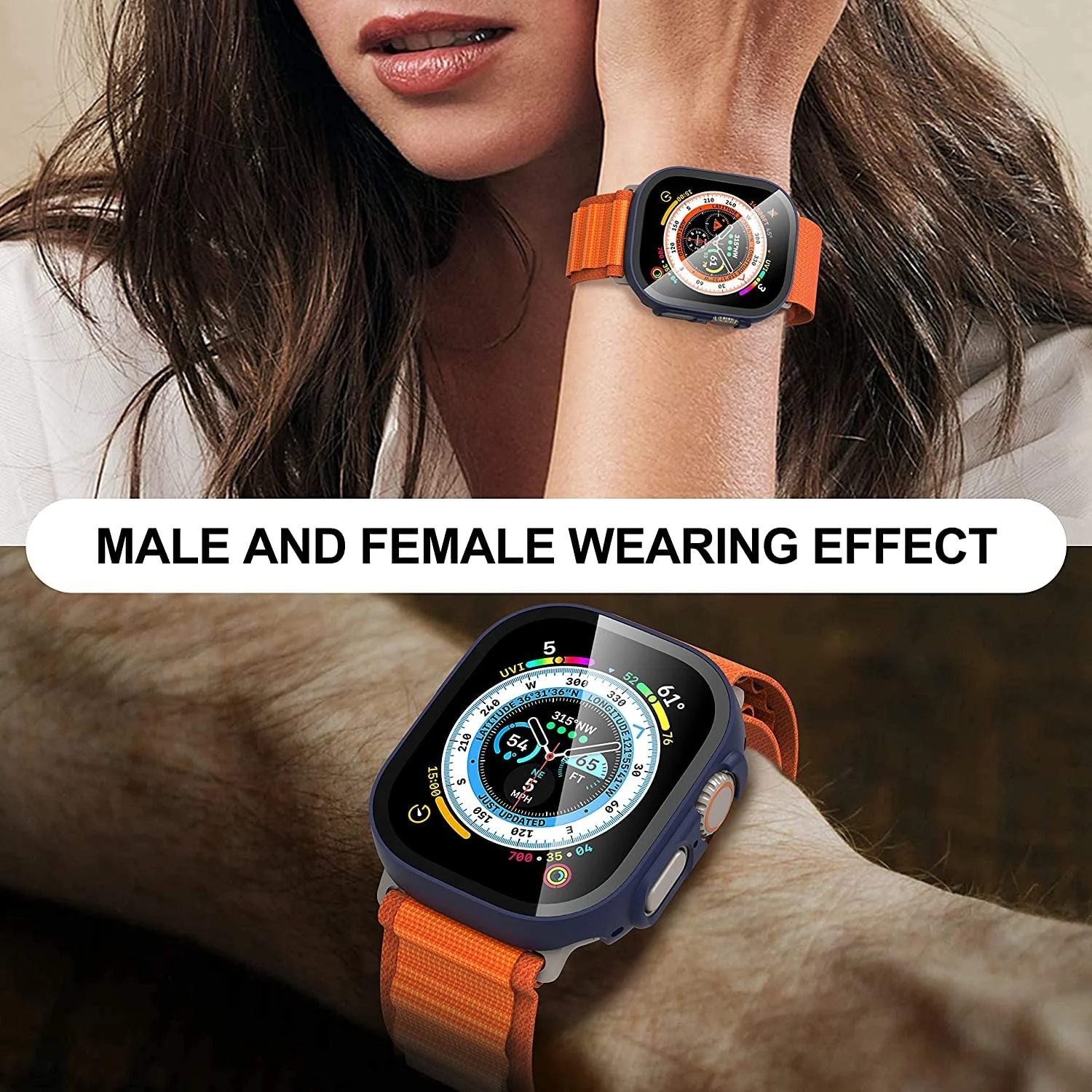 DL3 Mobilak Hard Case Designed for Apple Watch Ultra 2 (2023) / Ultra 1 49mm, Built-in 9H [HD Clear] Tempered Glass Screen Protector, [Full Protection] Slim Cover for iWatch 49mm - Blue