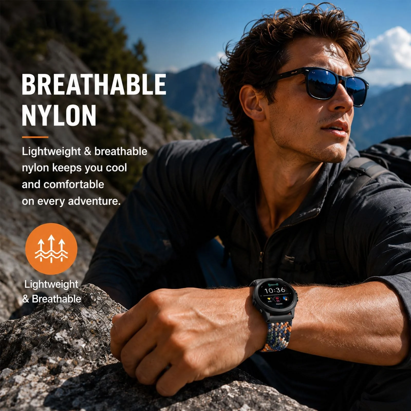 DL3 Mobilak 22mm Magnetic Band for Redmi Watch 5 Active/5 Lite/Samsung Galaxy Watch 3 45mm/Watch 46mm/Gear S3/Huawei watch GT6 GT5 46MM/GT2E/GT6 Pro/GT 5 Pro/Amazfit GTR 4/3, Stretchy Braided Nylon Sport Strap - Charcoal