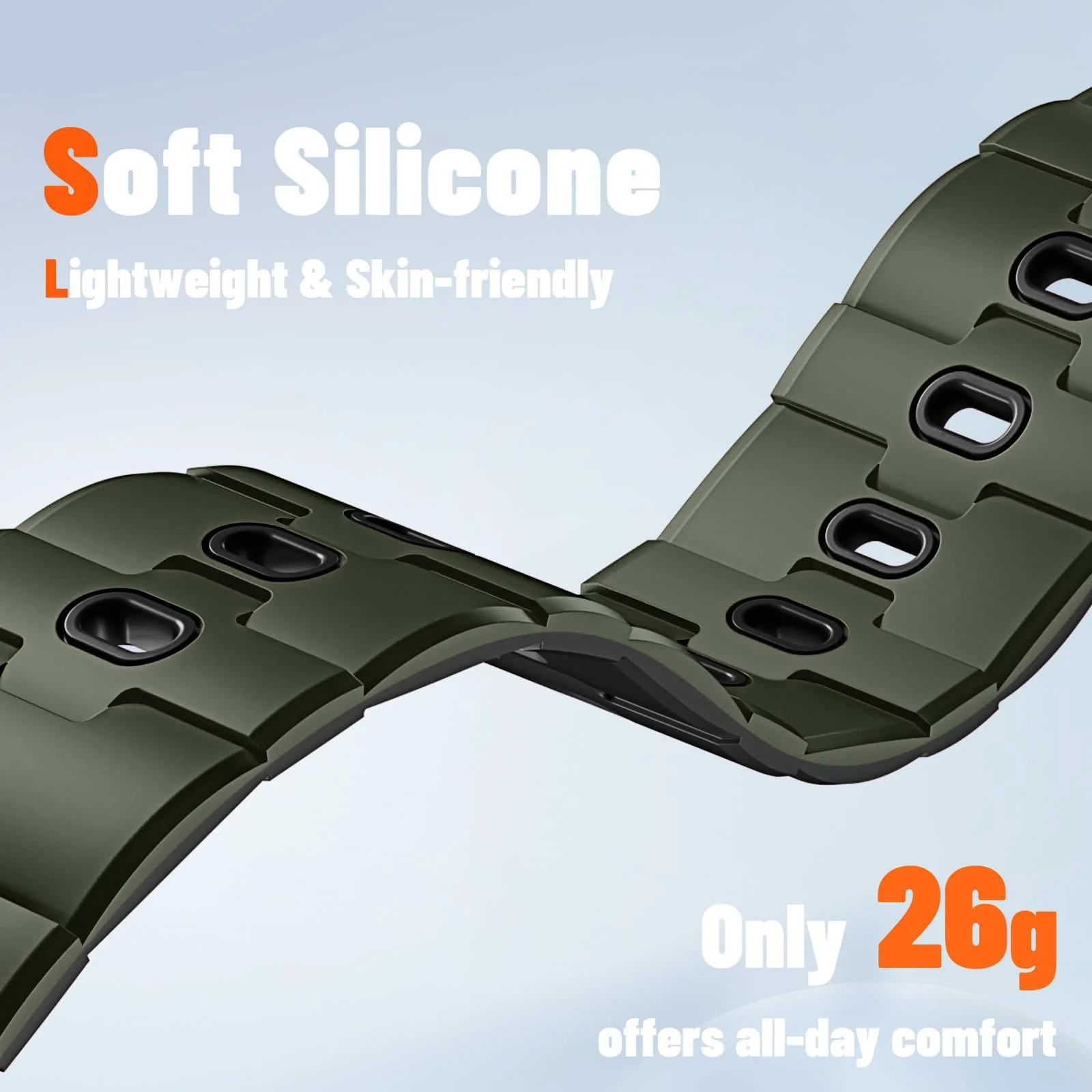 DL3 MOBILAK Adjustable Silicone Sports Watch Strap for 49MM - A-Green/Black