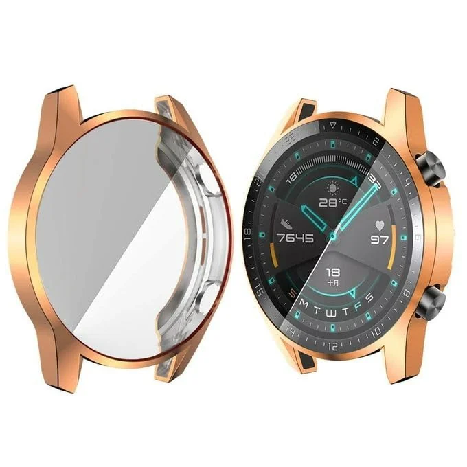 DL3 Mobilak Case Compatible with Huawei Watch GT2 46mm Case All-Around Screen Protector Watch Soft TPU Shockproof Cover Slim Guard Thin Bumper Shell Protector - Rose gold