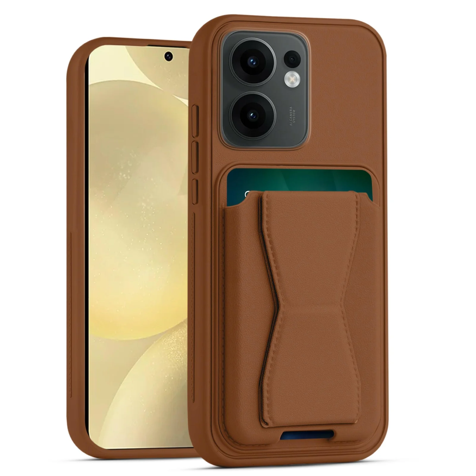 DL3 Mobilak Leather Wallet Case with Card Slot for OPPO Reno13 F / Reno 13F with Camera Protection and Shockproof Design - Brown