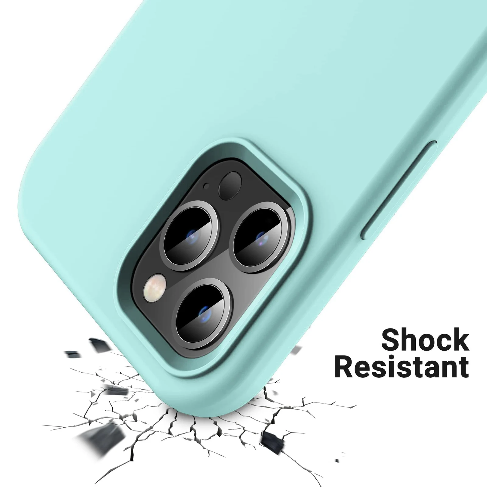 DL3 Mobilak Liquid Silicone Protective Case for iPhone 15 Pro Max with Camera Protection and Microfiber Lining - Turquoise