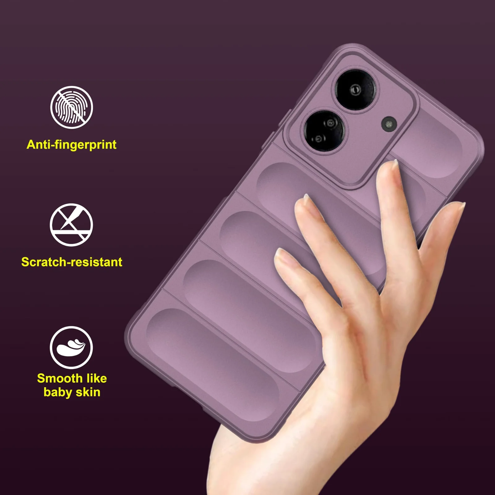 DL3 Mobilak Soft Silicone Protective Case for Xiaomi Redmi 13C 4G with Camera Protection and Shockproof Design - Purple