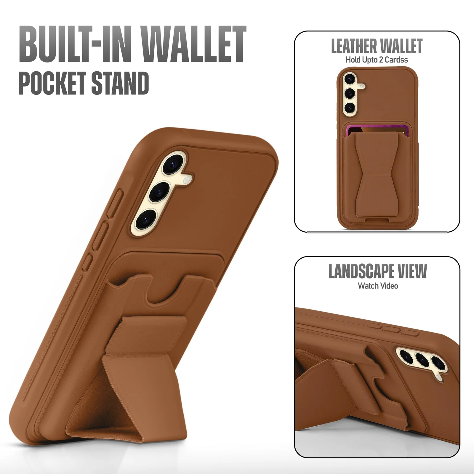DL3 Mobilak Leather Wallet Case for Honor 400 5G, Camera protection, Shock-absorbing protection, Built-in kickstand - Brown