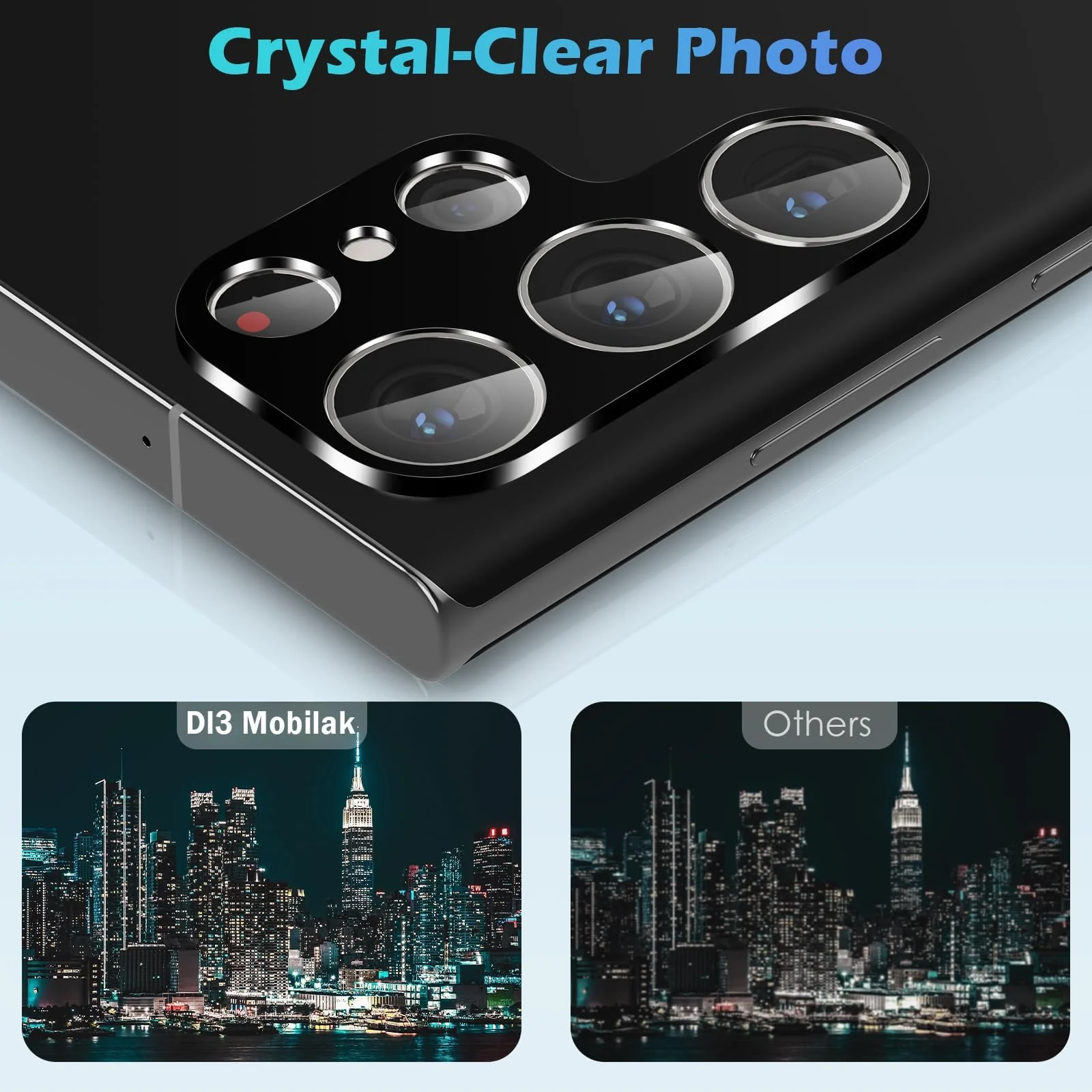 DL3 Mobilak Samsung Galaxy S23 Ultra Camera Lens Protector Tempered Glass Screen Protector HD [Full Coverage][Anti-Scratch] Drop Protection Ultra Clear/Thin Lens Protector Case - Black