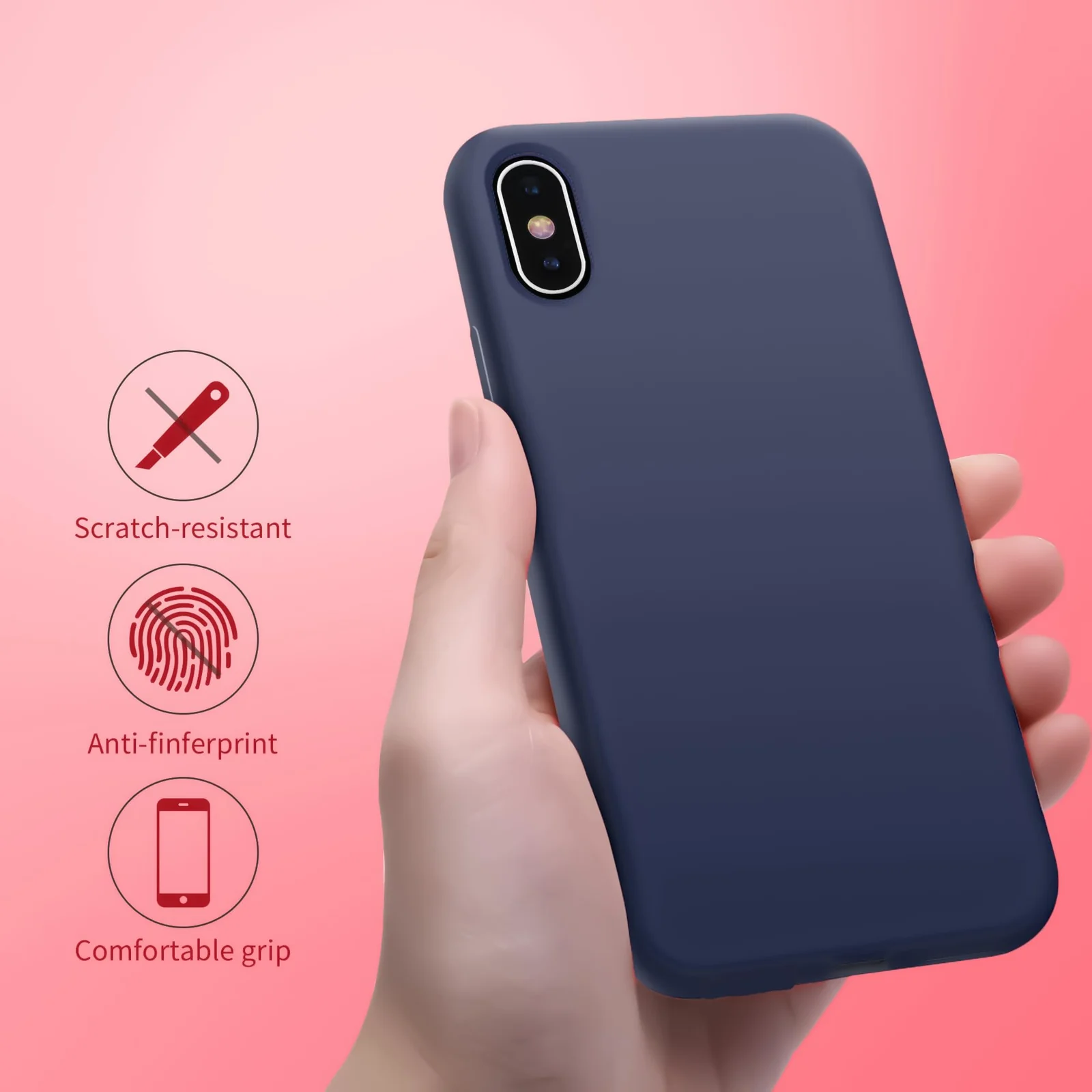 DL3 Mobilak Liquid Silicone Protective Case for iPhone XS Max with Camera Protection and Microfiber Lining - Blue