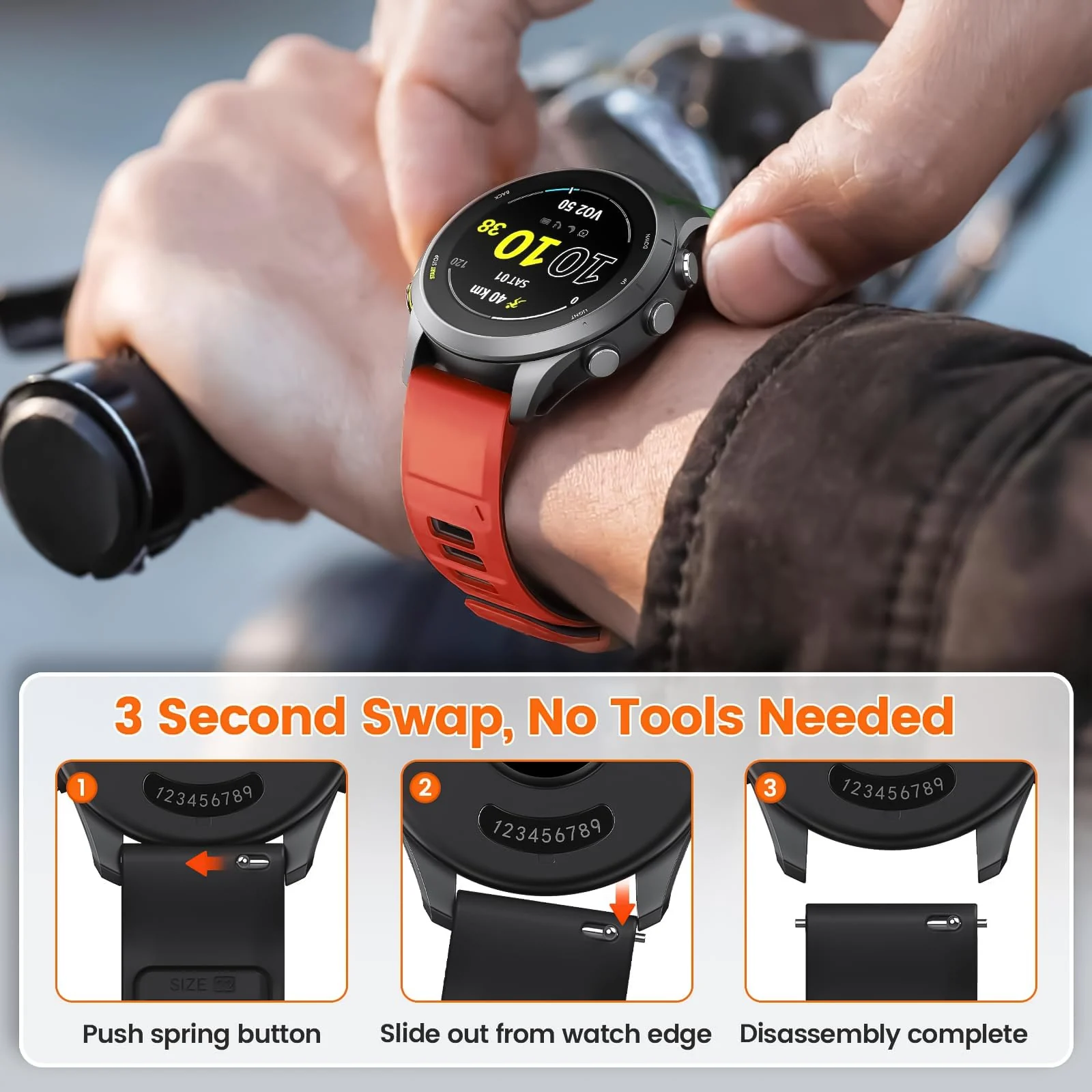 DL3 Mobilak Silicone Sport Band 22MM Strap For Xiaomi Redmi Watch 5 Active/5 Lite/Samsung Galaxy Watch 46mm/Watch 3 45mm/Gear S3/Huawei watch GT5 GT4 GT3 GT2 GT 46MM/GT2E/GT3 Pro/GT 5 Pro/Amazfit GTR4 - Red/black