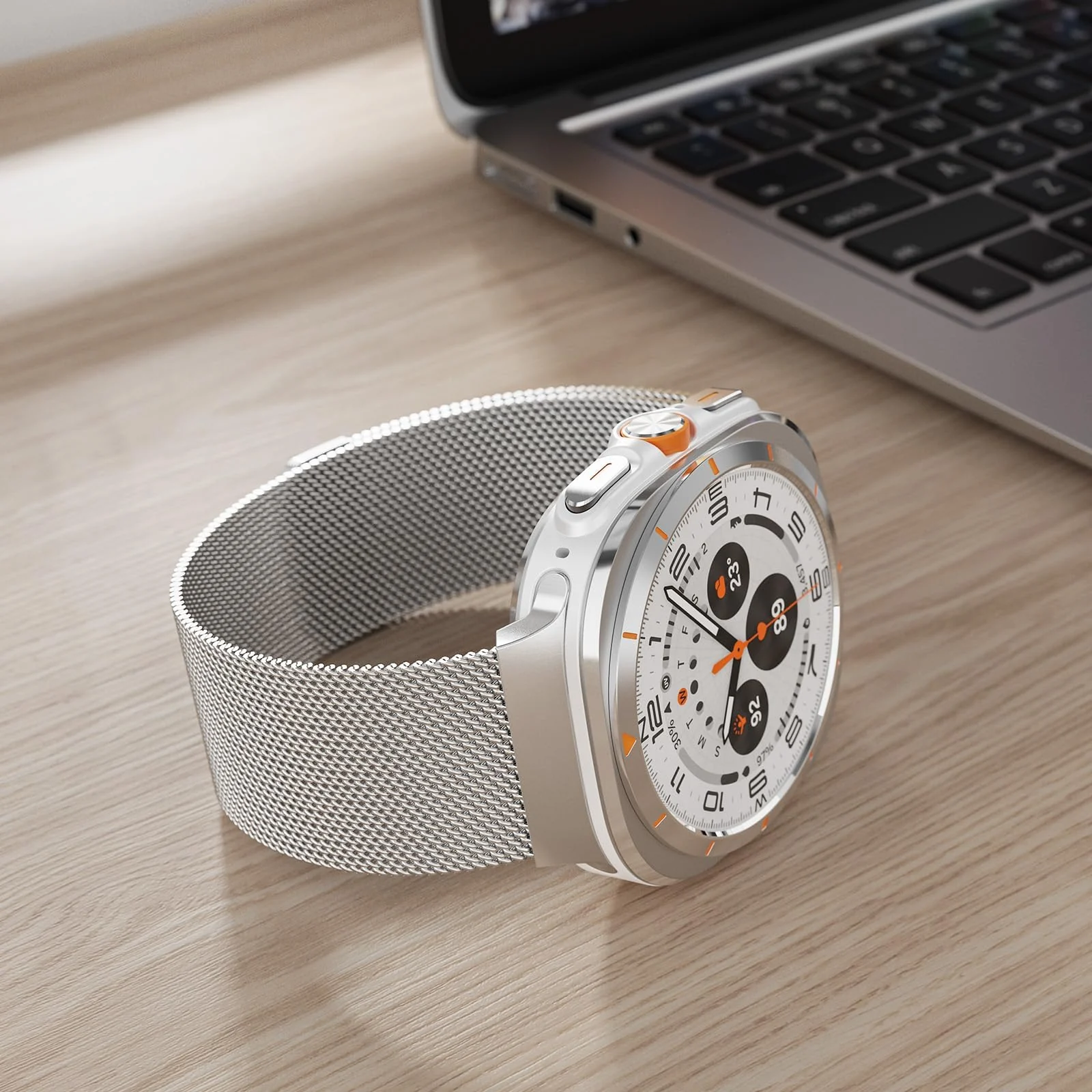 DL3 Mobilak Metal Band Compatible with Samsung Galaxy Watch 7 Ultra Bands 47mm, Stainless Steel Mesh Loop Magnetic Clasp Wristbands Replacement Accessory Women Men for Samsung Watch Ultra Band 47 mm - Silver