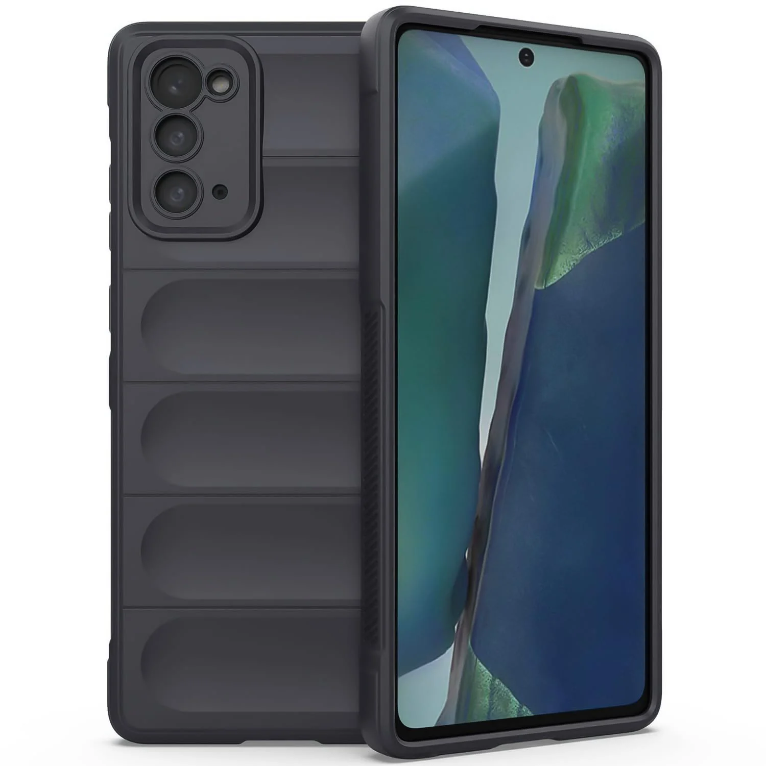 DL3 Mobilak Silicone Case for Samsung Galaxy Note 20 5G Heavy Duty Protective [Slim Fit] Shockproof Soft Flexible Protective Design Shock-Absorption TPU Cover With Camera Protection - Dark Gray