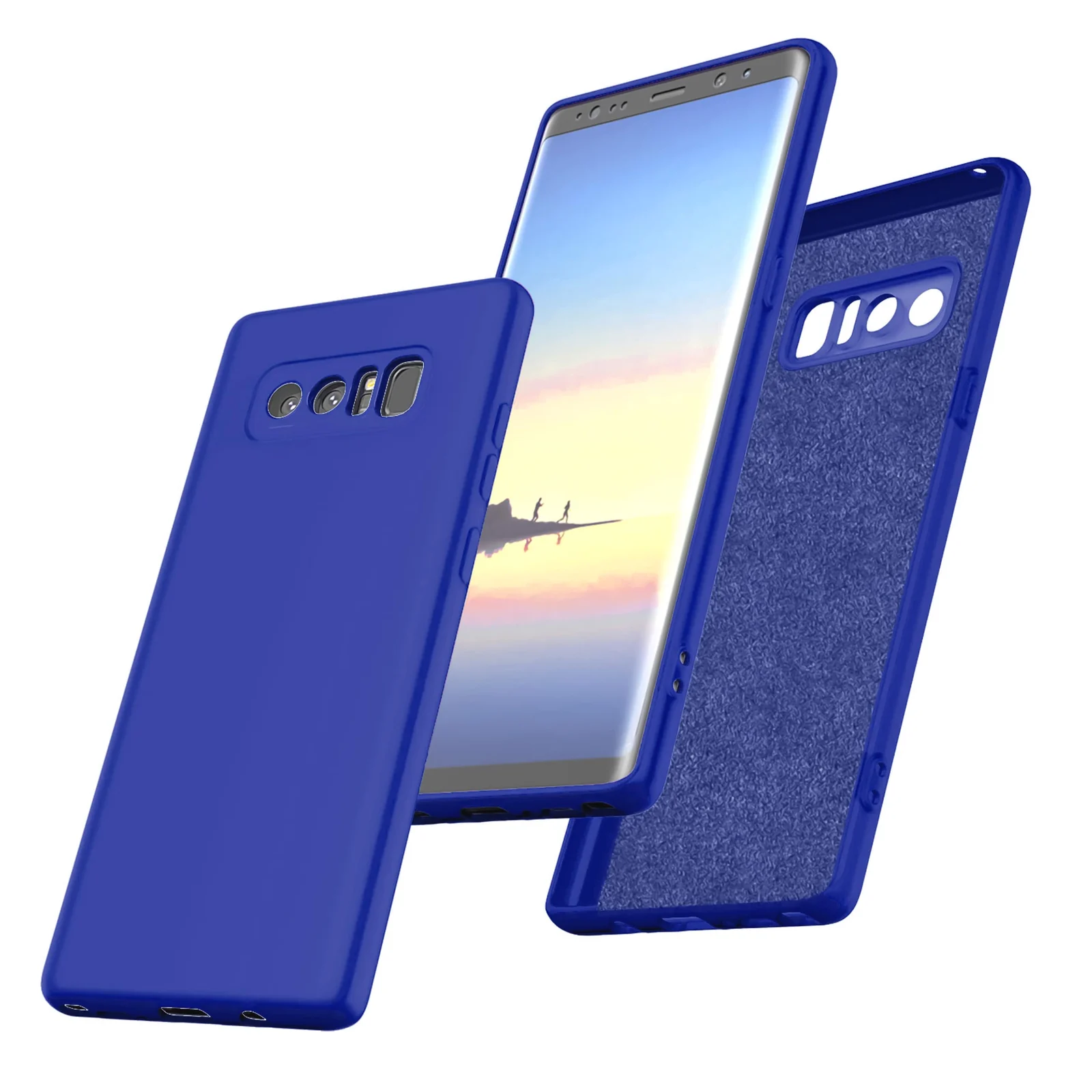 DL3 Mobilak Liquid Silicone Protective Case with Soft Microfiber Lining with Full Camera Protection for Samsung Galaxy Note 8 - Pepsi