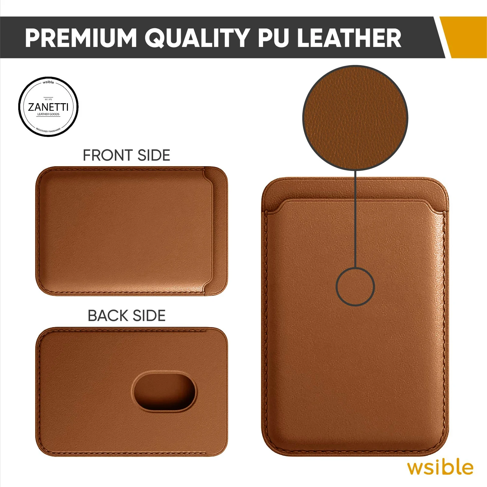 DL3 Mobilak Magnetic Card Holder Phone Wallet for iPhone 16/15/14/13/12 Series with MagSafe, Wallet for iPhone 16 15 14 Pro Max Plus Series, MagSafe 3 Wallet for iPhone 13 12 Pro Max Mini Series - Brown