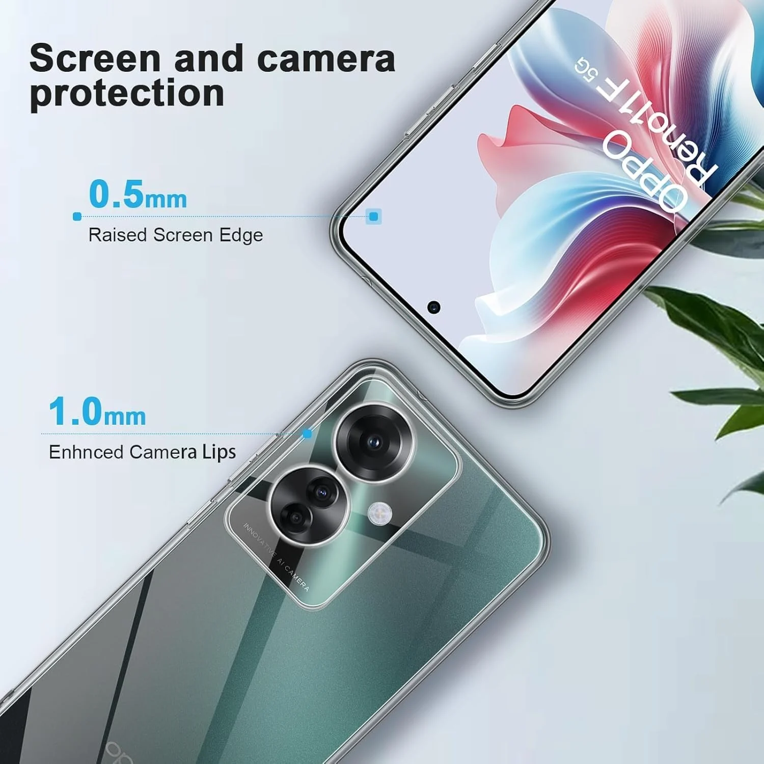 DL3 Mobilak Case Compatible with OPPO Reno11 F 5G / OPPO Reno 11F 5G Case Crystal Soft TPU Gel Case Flexible Silicone Anti-Scratch Camera Protection TPU Cover - Clear