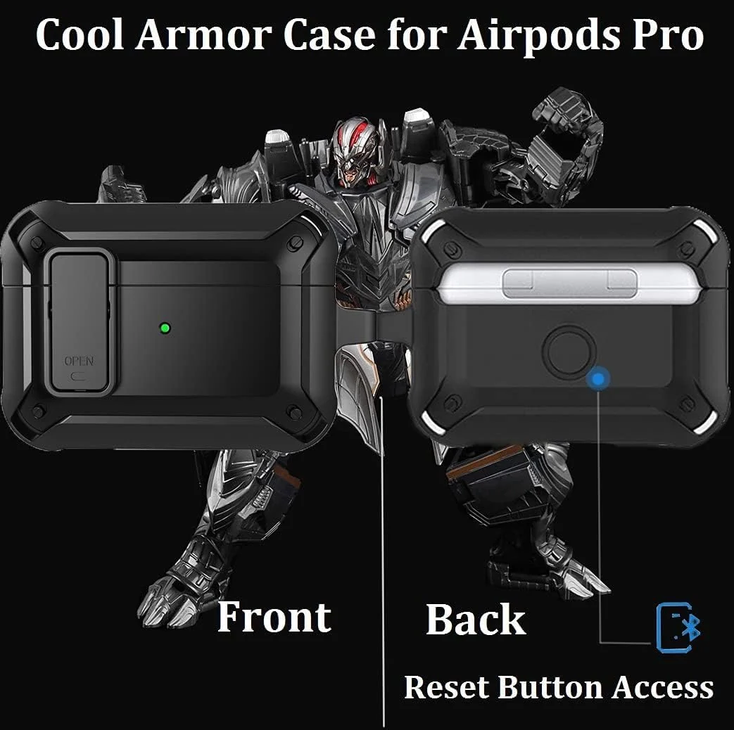 DL3 Mobilak Case Compatible with AirPods Pro Cover with Lock, Compatible with AirPods Pro 2nd Generation/1st Generation Case (2023/2022/2019) - Black Green
