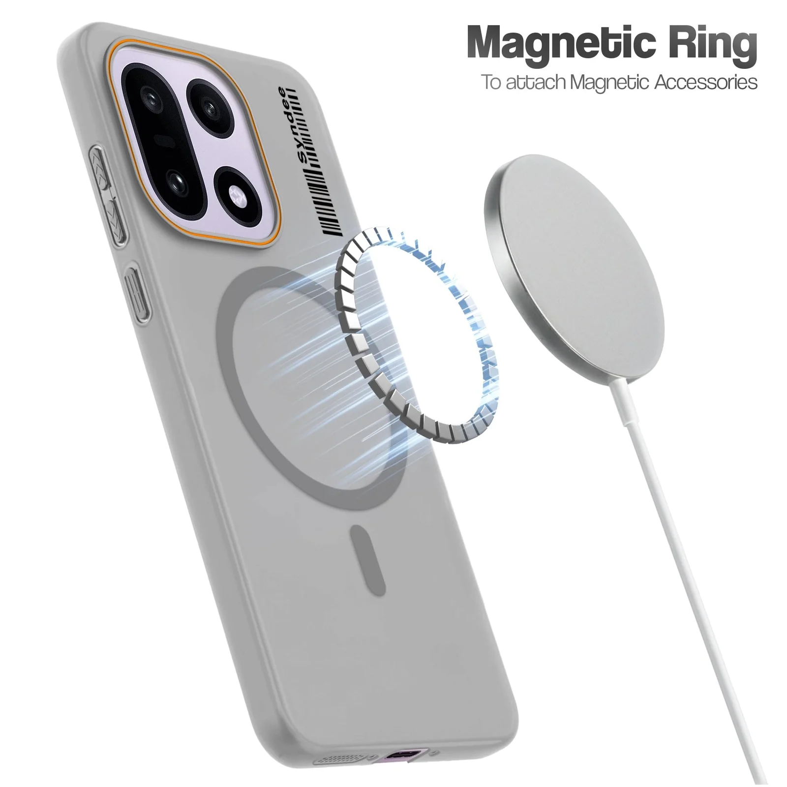 DL3 Mobilak Translucent Matte Case for OnePlus 15 5G, Compatible with MagSafe accessories, Shock-absorbing protection, Integrated ring holder - Gray