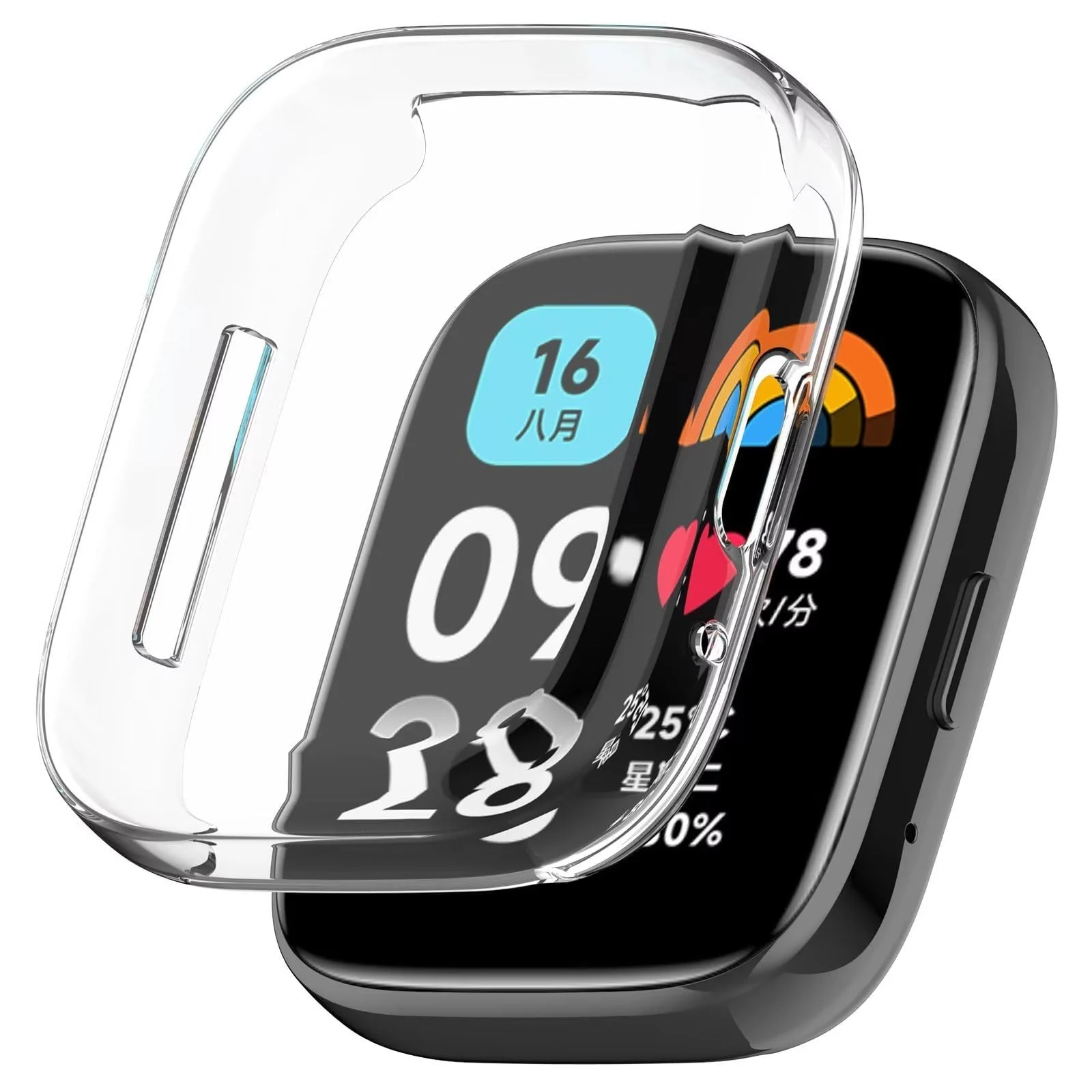 DL3 Mobilak Case for Xiaomi Redmi Watch 3 Lite/Active With Built-in Screen Protector, All-Around Soft TPU Shockproof Cover, Slim Guard Thin Bumper Shell Protector - Clear