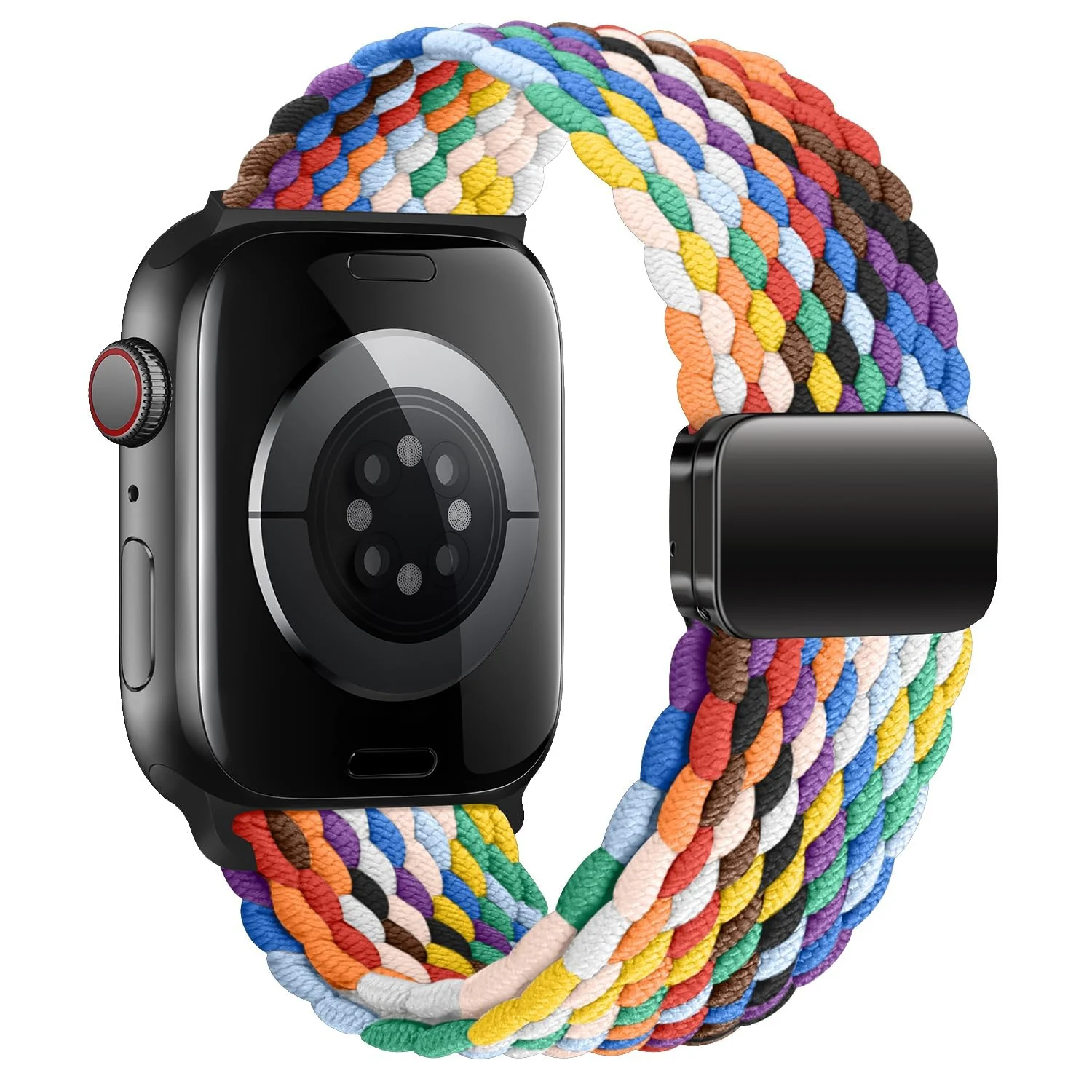 DL3 Mobilak Sport Solo Loop Compatible with Apple Watch Band 42mm 44mm 45mm 46mm 49mm for Women Men, Magnetic Strap Stretchy Braided Wristband for iWatch Series 11 10 9 8 7 6 5 4 3 Ultra 3 2 1 SE SE2 - Black