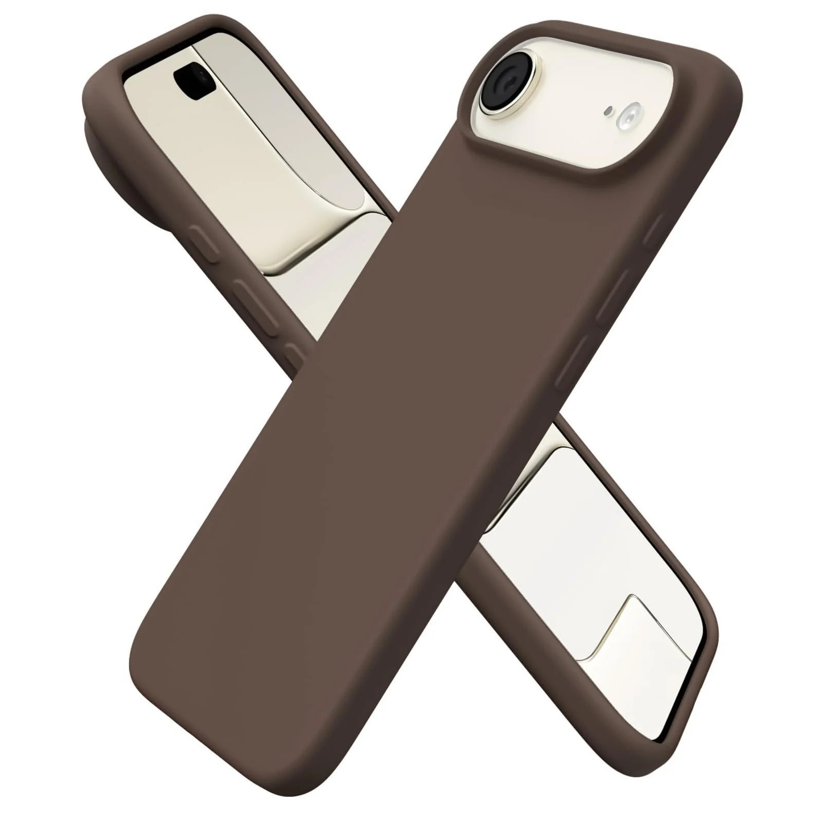 DL3 Mobilak Liquid Silicone Protective Case for iPhone 17 Air 6.5-Inch with Microfiber Lining and Shockproof Design - Brown