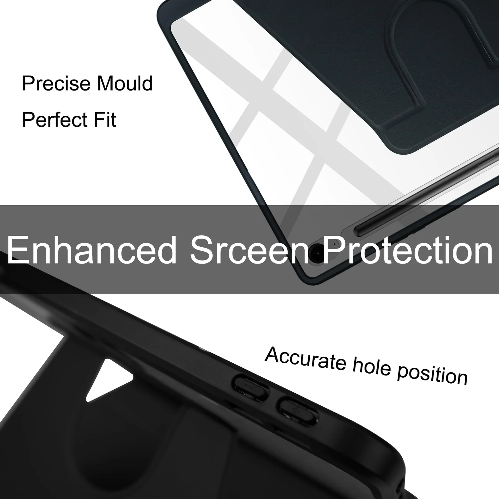 DL3 Mobilak Case for Samsung Galaxy Tab S10 Lite/S10 FE/S9 FE 10.9-Inch/S9 11-Inch, 360° Rotation Multi-angle Stand Slim Cover PU leather + Transparent Acrylic case with Pen Holder Auto Wake/Sleep - Black