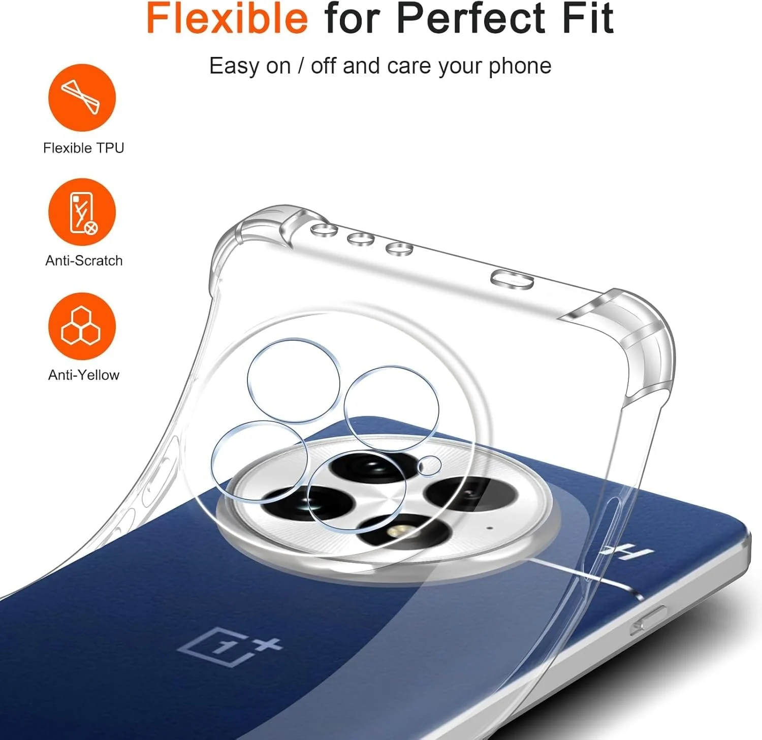 DL3 Mobilak Case Compatible with OnePlus 13 5G, Cover Silicone TPU Gorilla Anti-shock Protector Camera Shockproof Corners - Clear
