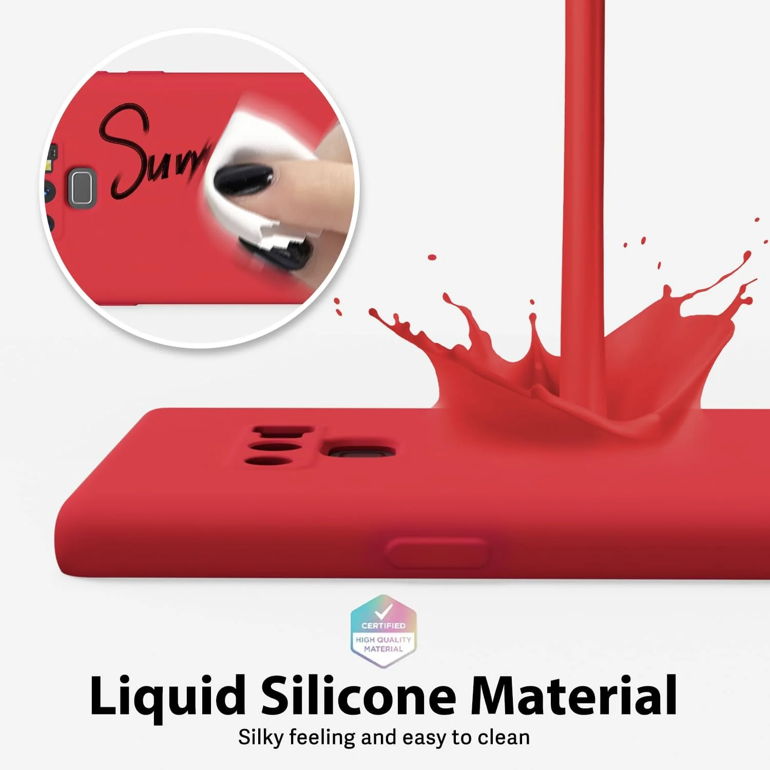 DL3 Mobilak Samsung Galaxy Note9 Case, Soft Flexible Liquid Silicone Gel Rubber Bumper Cover, Full Body Shockproof Protective Phone Case - Red