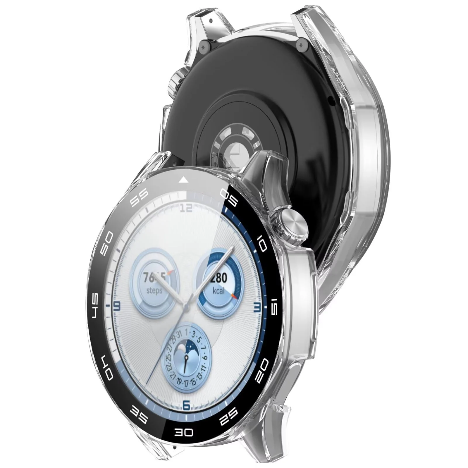 DL3 Mobilak Protective Case for Huawei Watch GT 5 46mm, Hard PC Bumper Cover with Built-in Tempered Glass Screen Protector Shell Cover Full Coverage Scratchproof with Scale - Clear