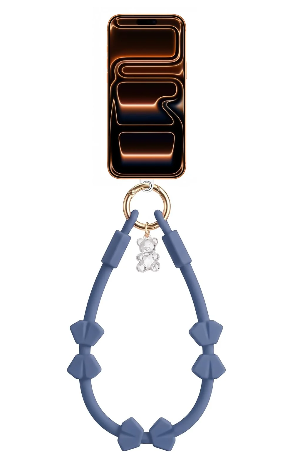 DL3 Mobilak Silicone Crystal Lanyard, 30cm Phone Wrist Strap Lanyard Keychain Office Wrist Strap with Clasp and Bear for Women Phone ID Card, Keys Strap - Lavender Blue