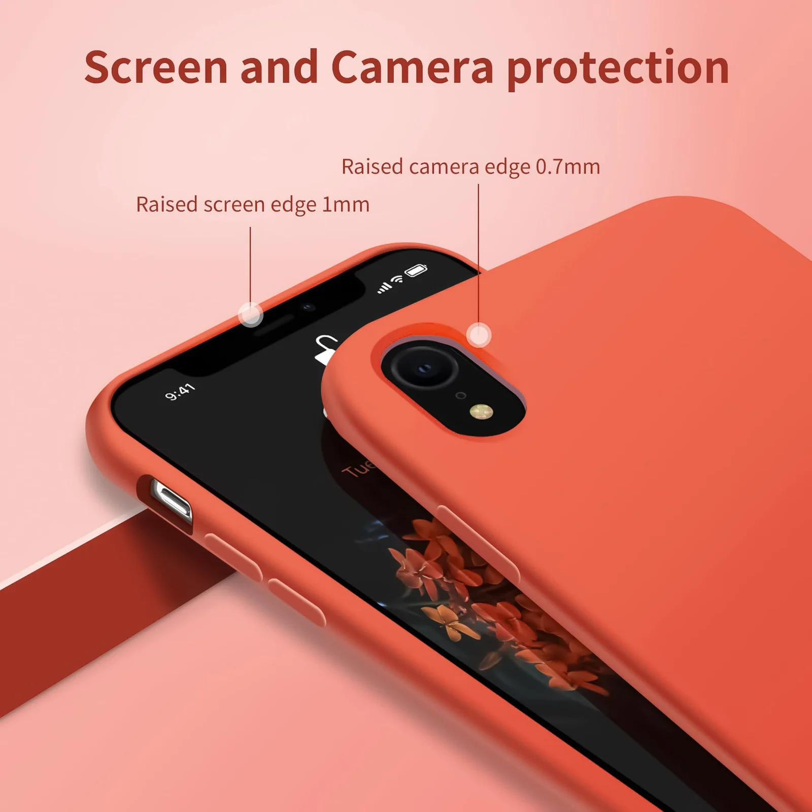 DL3 Mobilak Liquid Silicone Protective Case with Soft Microfiber Lining for iPhone XR - Orange