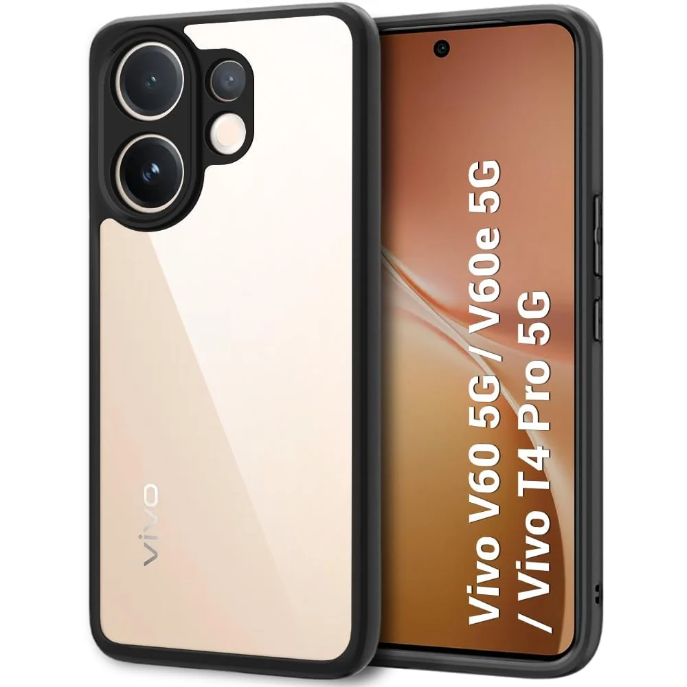 DL3 Mobilak Clear PC and TPU Protective Case for vivo V60 5G with Camera Protection and Military-Grade Protection - Black