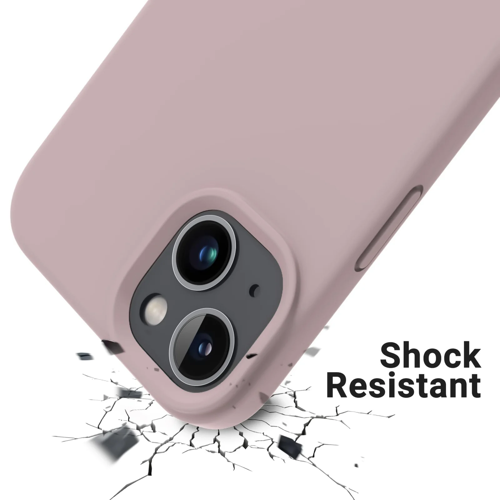 DL3 Mobilak Compatible with iPhone 13 / iPhone 14 (6.1 Inch) Case, Liquid Silicone Case, Full Body Protective Cover, Shockproof, Slim Phone Case, Anti-Scratch Soft Microfiber Lining - Pink Sand 2
