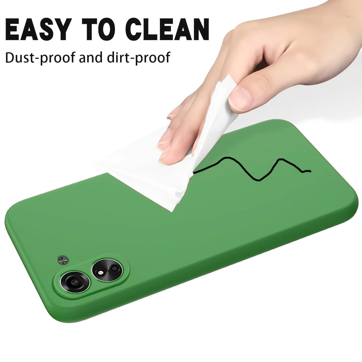 DL3 Mobilak Soft Silicone Protective Case for Xiaomi Redmi 13C with Microfiber Lining and Shockproof Design - Neon Green