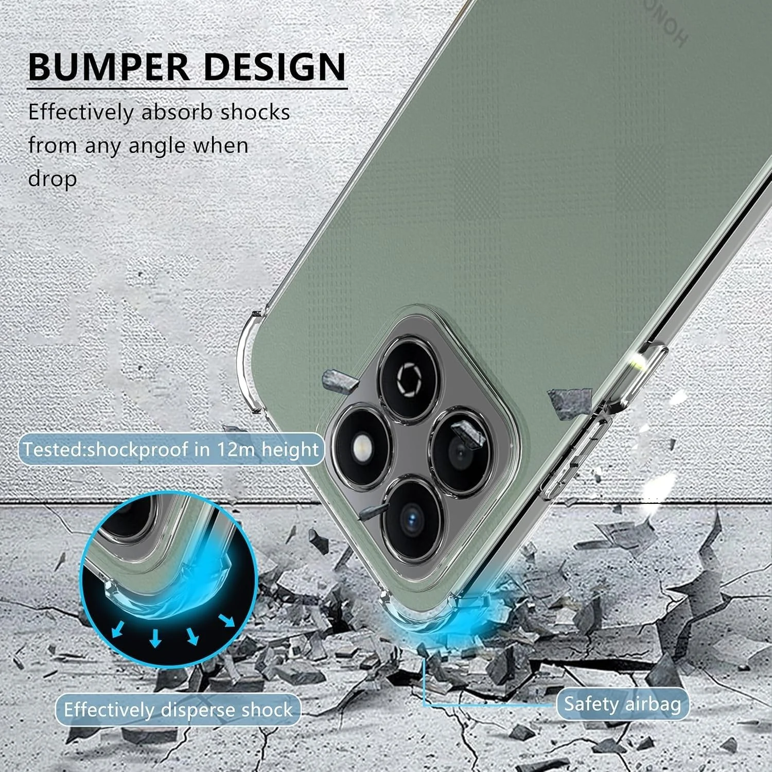 DL3 Mobilak Case Compatible with Honor X7C, Cover Silicone Transparent TPU Gorilla Anti-shock Protector Camera Shockproof Corners - Clear