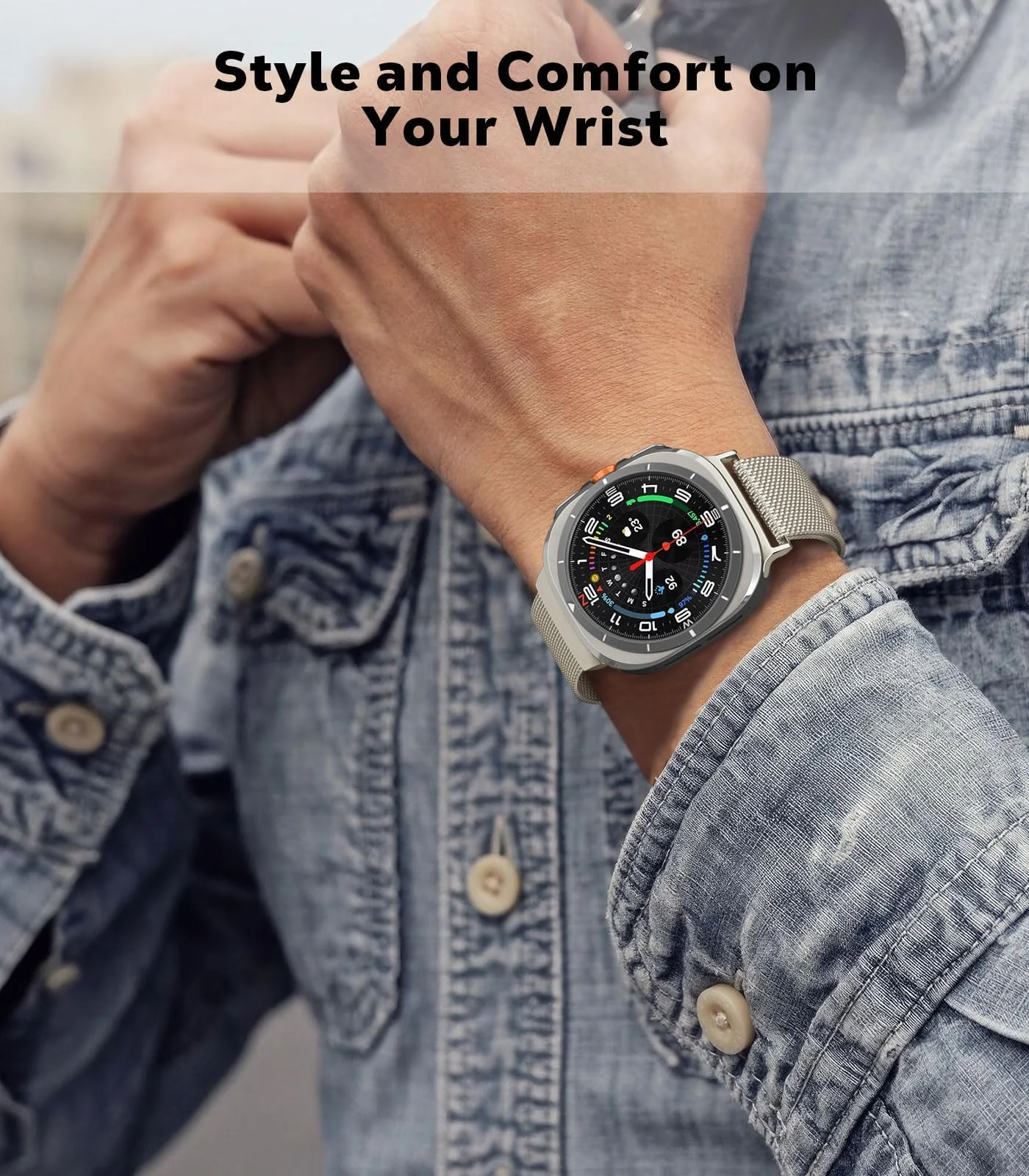 DL3 Mobilak Metal Band Compatible with Samsung Galaxy Watch 7 Ultra Bands 47mm, Stainless Steel Mesh Loop Magnetic Clasp Wristbands Replacement Accessory Women Men for Samsung Watch Ultra Band 47 mm - Starlight