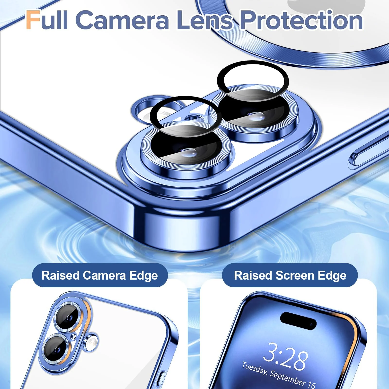 DL3 Mobilak Plated-Edge TPU Protective Case with Camera Protection for iPhone 16 Plus - Steel Blue