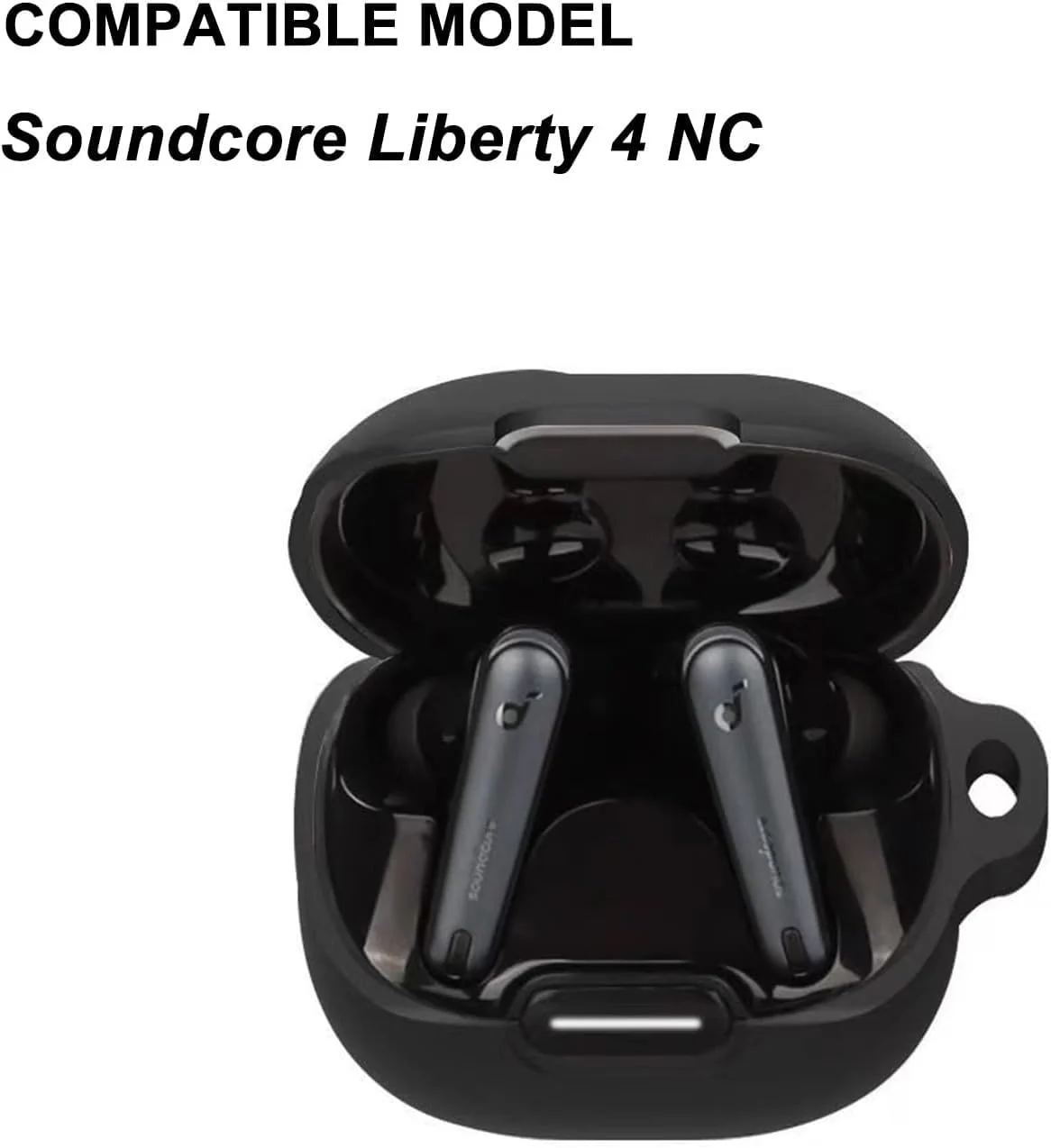 DL3 MOBILAK Silicone Case Compatible with Soundcore Liberty 4 NC Earbuds, Soft Silicone Protective Case Cover, Shockproof Sleeve with Carabiner - Black