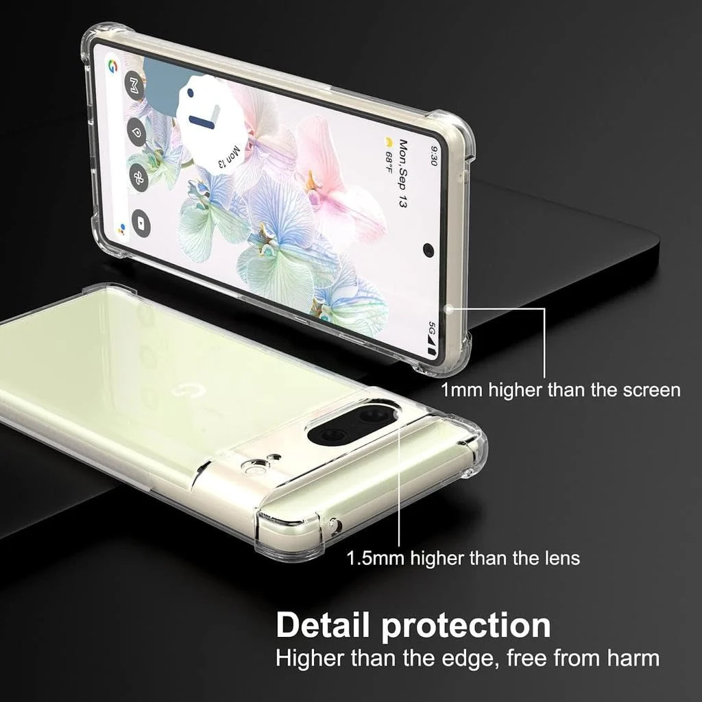 DL3 Mobilak Case Compatible with Google Pixel 7, Cover Silicone TPU Gorilla Anti-shock Protector Camera Shockproof Corners - Clear