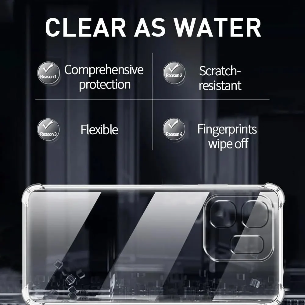 DL3 Mobilak Case Compatible with Infinix Smart 9 / Infinix Hot 50i, Cover Silicone Transparent TPU Gorilla Anti-shock Protector Camera Shockproof Corners - Clear