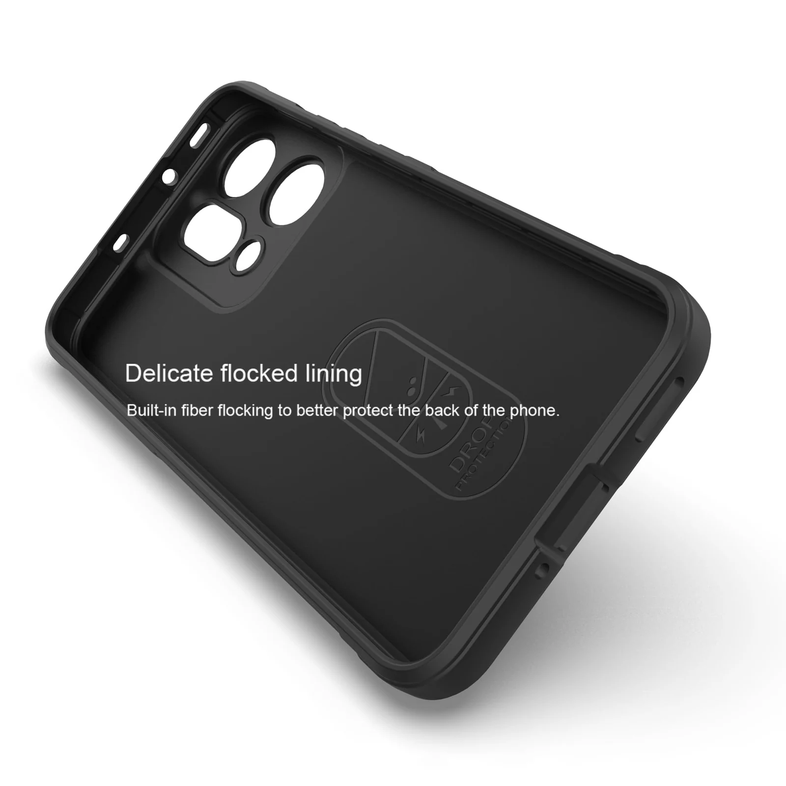 DL3 Mobilak Soft Silicone Protective Case for OPPO Reno 14 5G with Camera Protection and Shockproof Design - Black